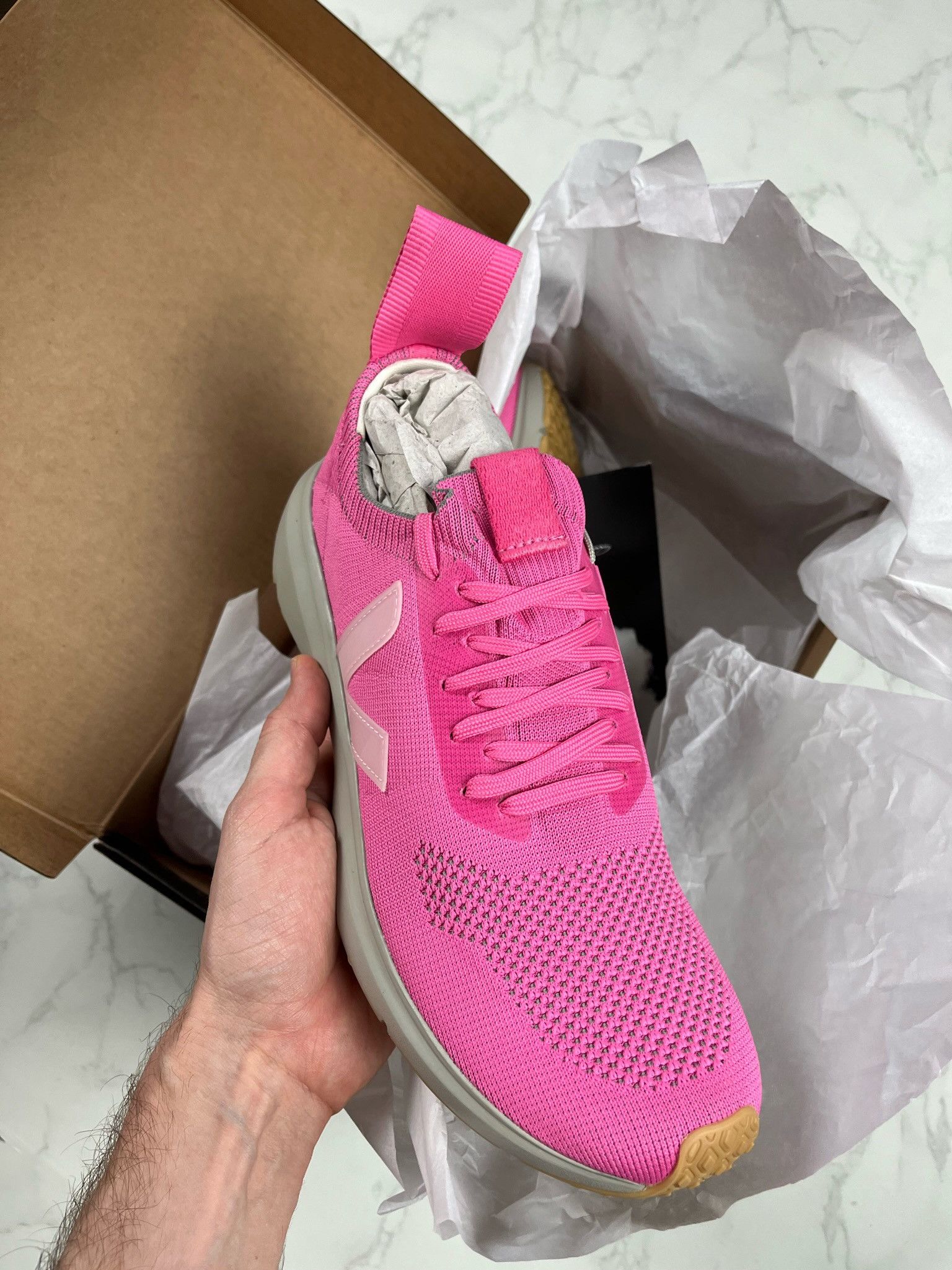 Rick Owens × Veja 🔥[SALE]🔥 Rick Owens x Veja Pop Pink Sock Vegan Sneakers Size US 8 / EU 41 - 7 Thumbnail