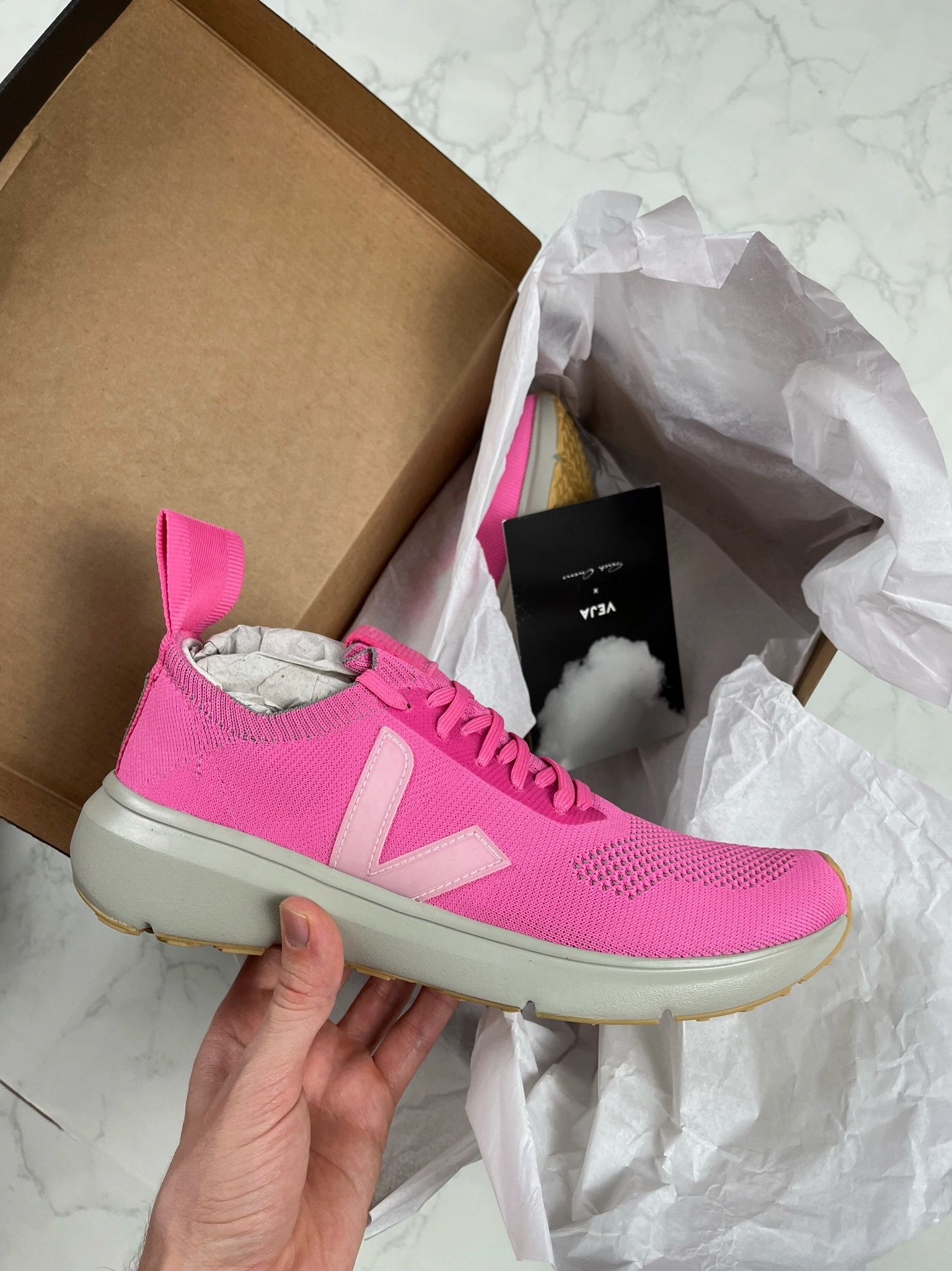Rick Owens × Veja 🔥[SALE]🔥 Rick Owens x Veja Pop Pink Sock Vegan Sneakers Size US 8 / EU 41 - 2 Thumbnail