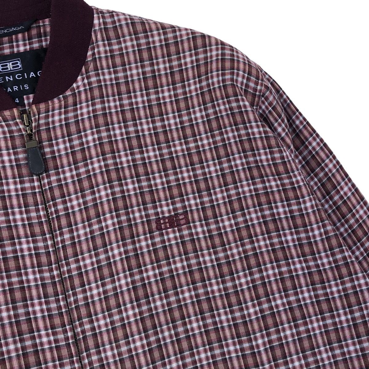 Balenciaga Balenciaga Paris Embroidery Logo Checked Bomber Jacket Size US L / EU 52-54 / 3 - 5 Thumbnail