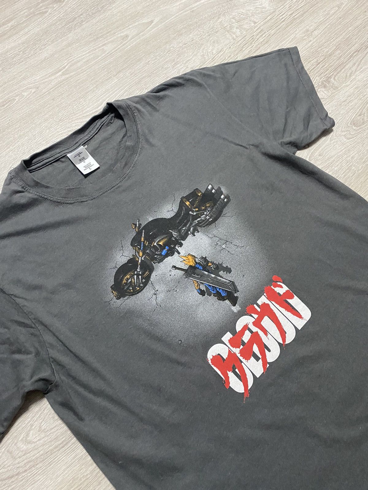 image of Playstation x Vintage Final Fantasy 7 Cloud Parody Akira Anime in Grey, Men's (Size Large)