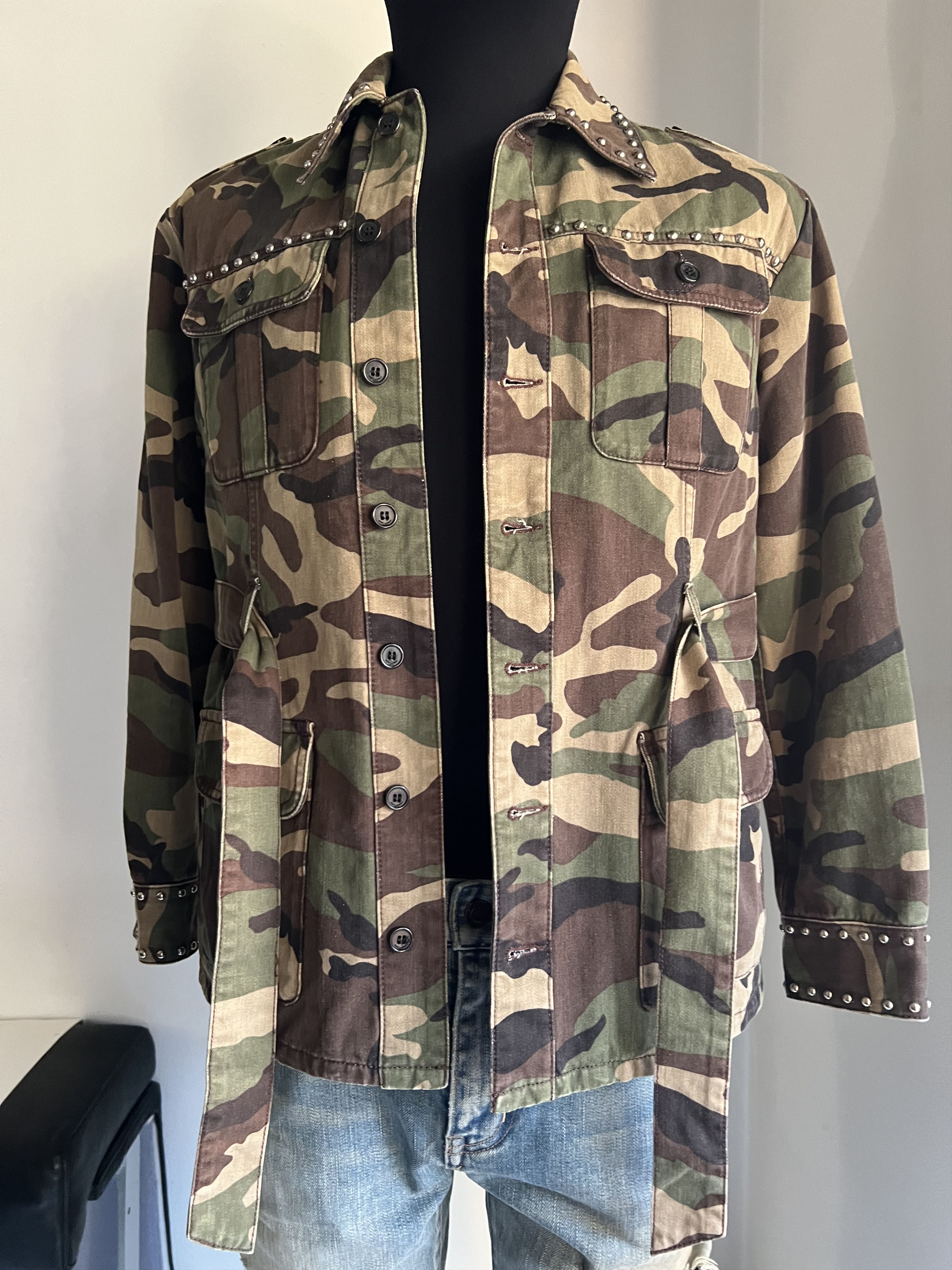 Hedi Slimane × Saint Laurent Paris Hedi Slimane Studded Camouflage Military Jacket Size US S / EU 44-46 / 1 - 9 Thumbnail