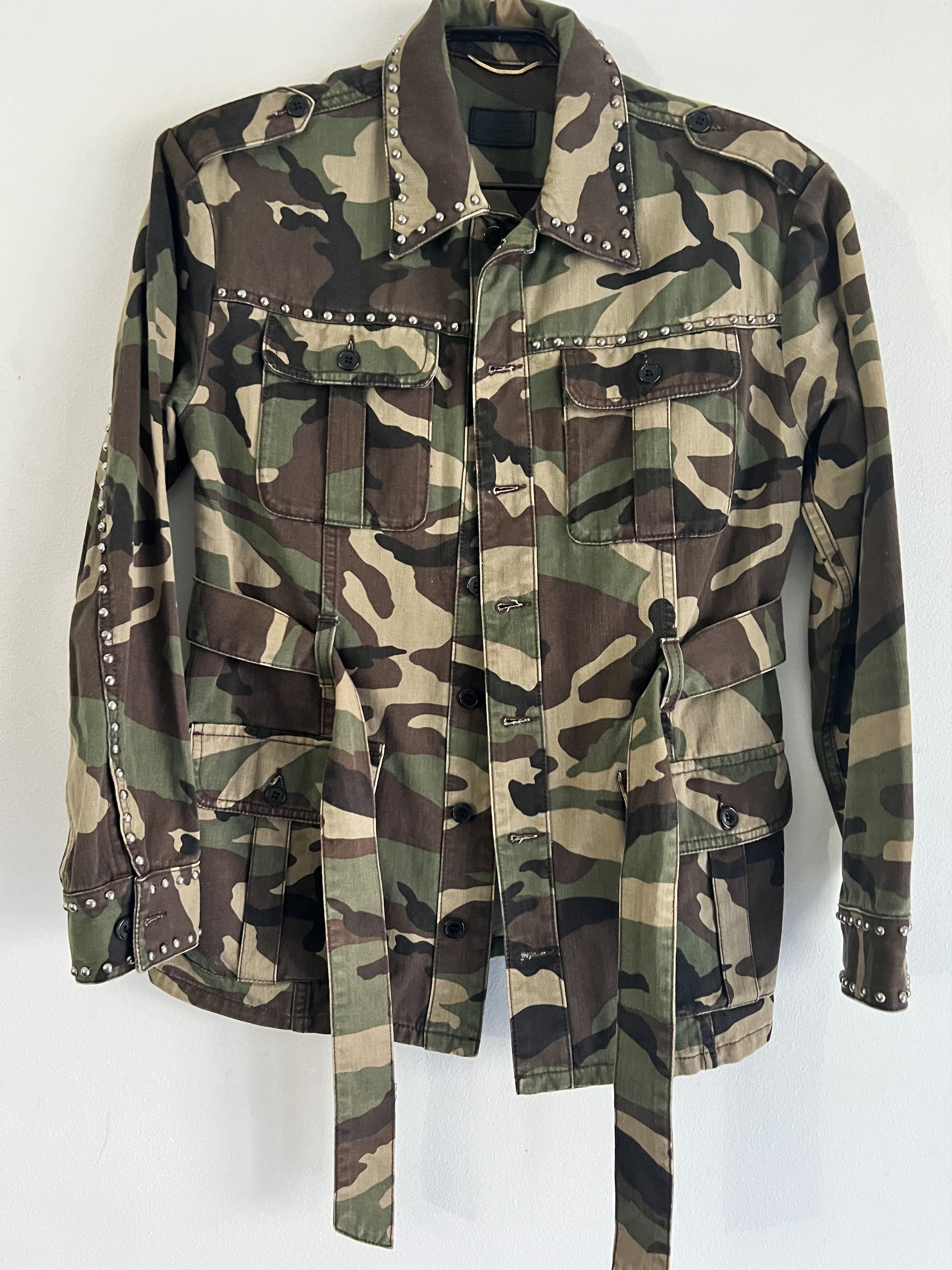 image of Hedi Slimane Studded Camouflage Military Jacket, Men's (Size Small)