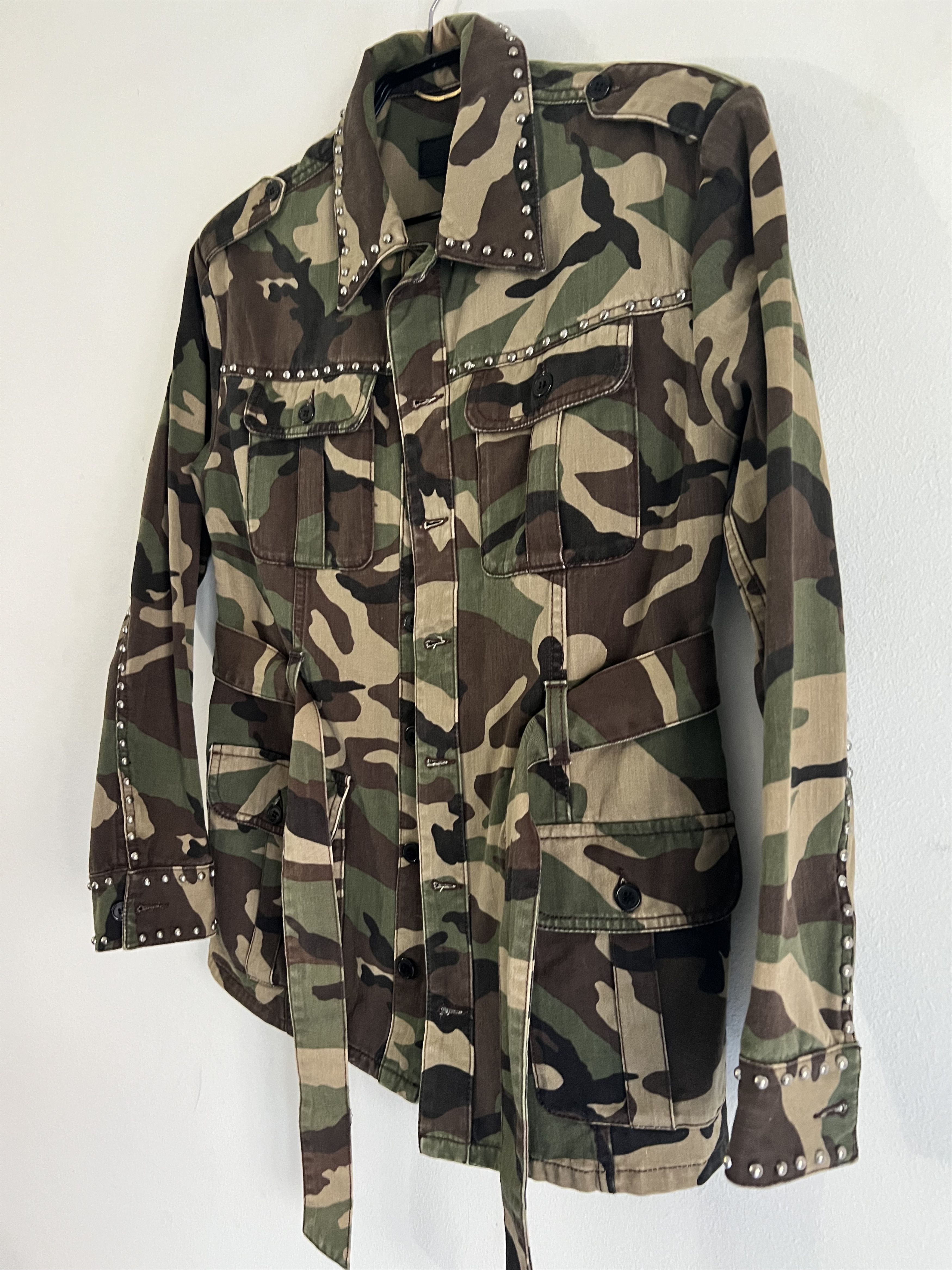 Hedi Slimane × Saint Laurent Paris Hedi Slimane Studded Camouflage Military Jacket Size US S / EU 44-46 / 1 - 4 Thumbnail