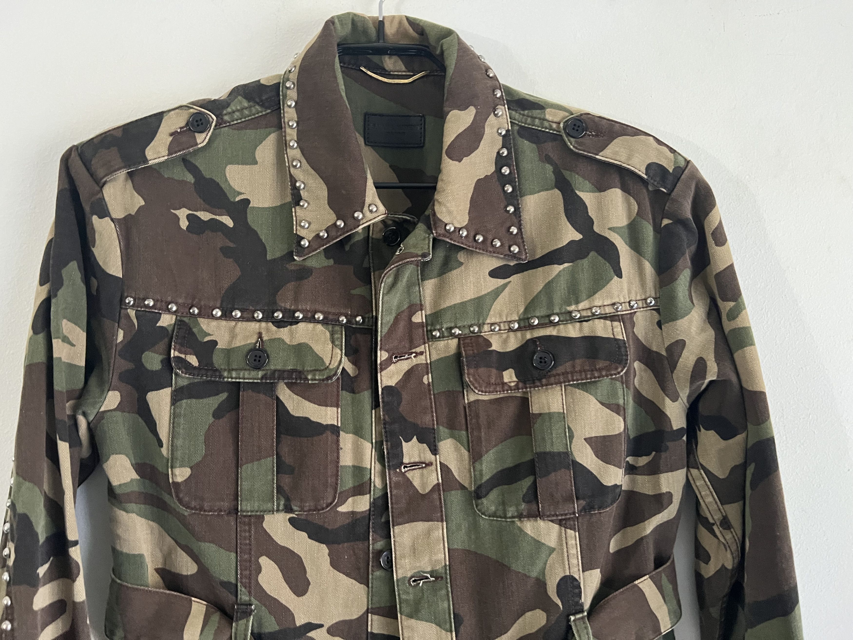 Hedi Slimane × Saint Laurent Paris Hedi Slimane Studded Camouflage Military Jacket Size US S / EU 44-46 / 1 - 7 Thumbnail