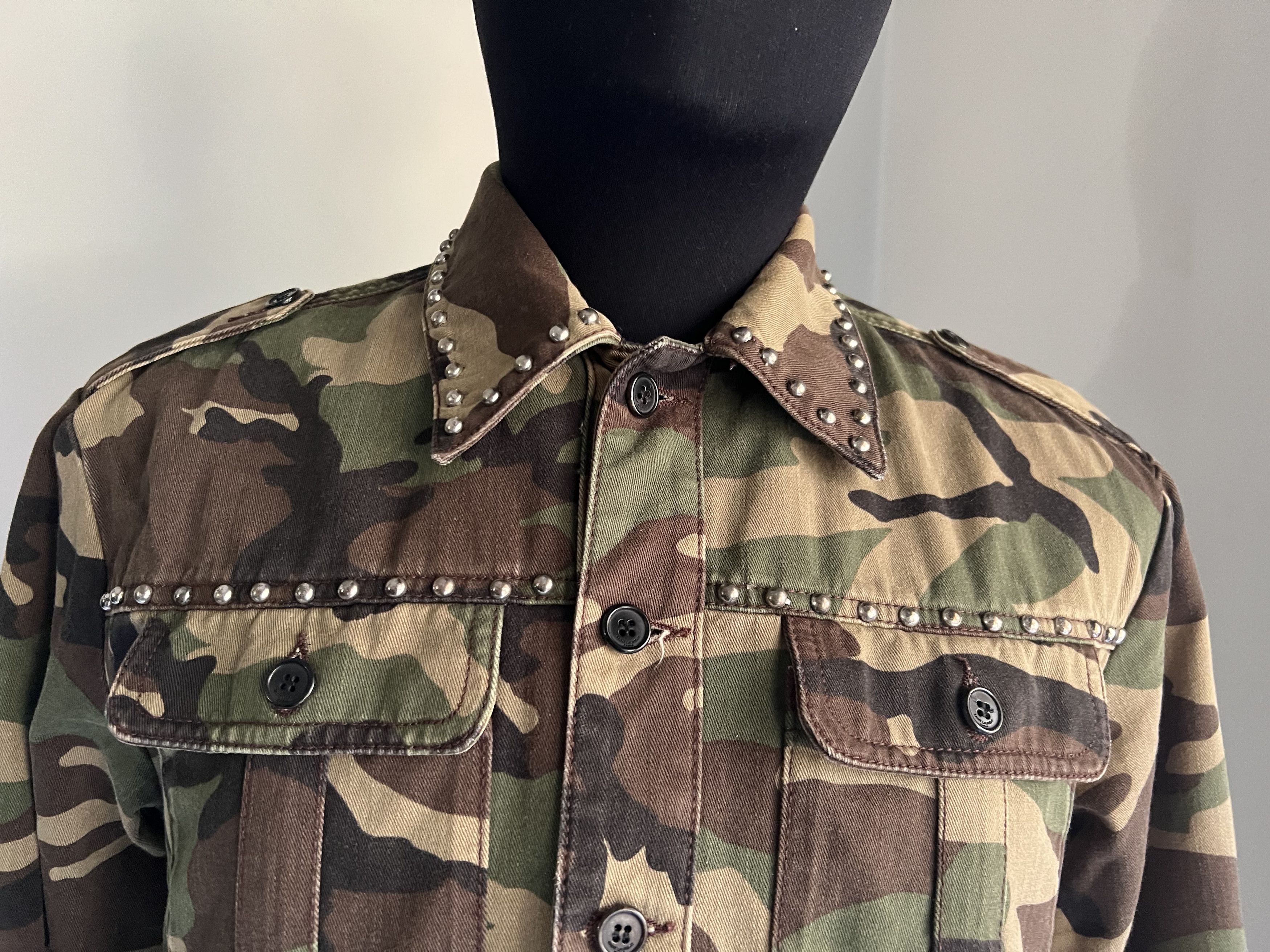Hedi Slimane × Saint Laurent Paris Hedi Slimane Studded Camouflage Military Jacket Size US S / EU 44-46 / 1 - 10 Thumbnail