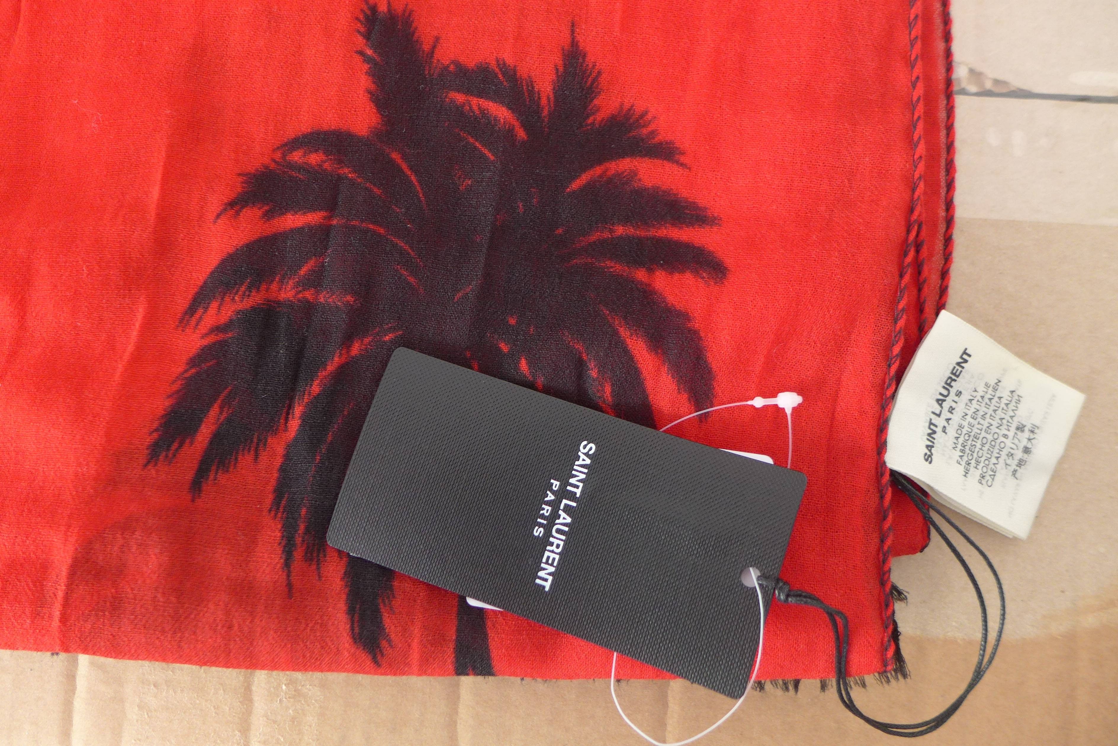 Saint Laurent Paris Saint Laurent SS16 Black Palm Tree Print Scarf Size ONE SIZE - 2 Thumbnail