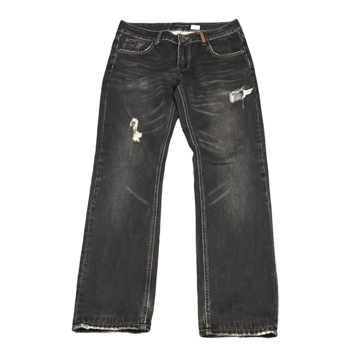 Japanese Brand FLARE DENIM ESPARI HOMME BLACK FADED DISTRESSED DENIM PANTS Size US 32 / EU 48 - 1 Thumbnail
