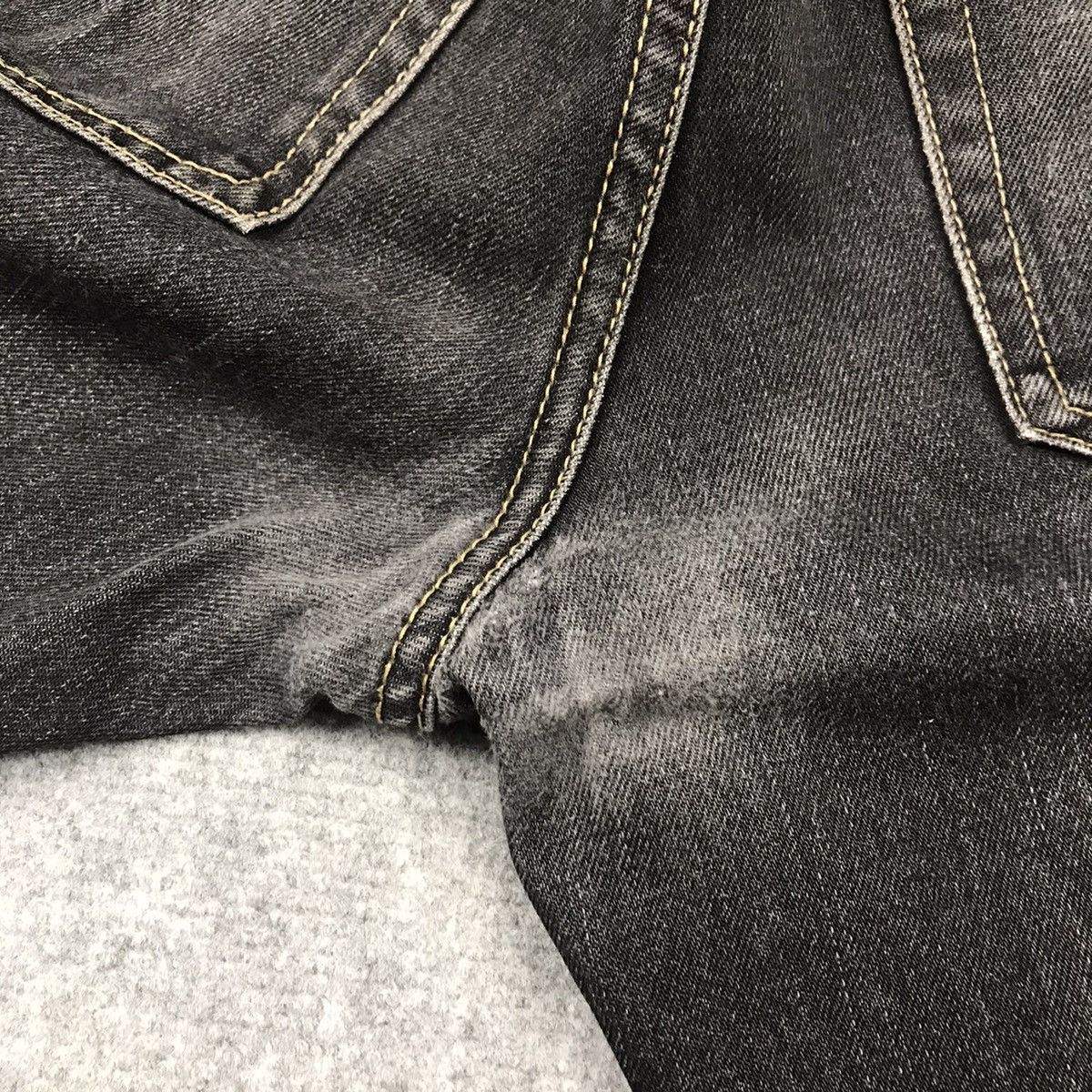 Japanese Brand FLARE DENIM ESPARI HOMME BLACK FADED DISTRESSED DENIM PANTS Size US 32 / EU 48 - 12 Thumbnail