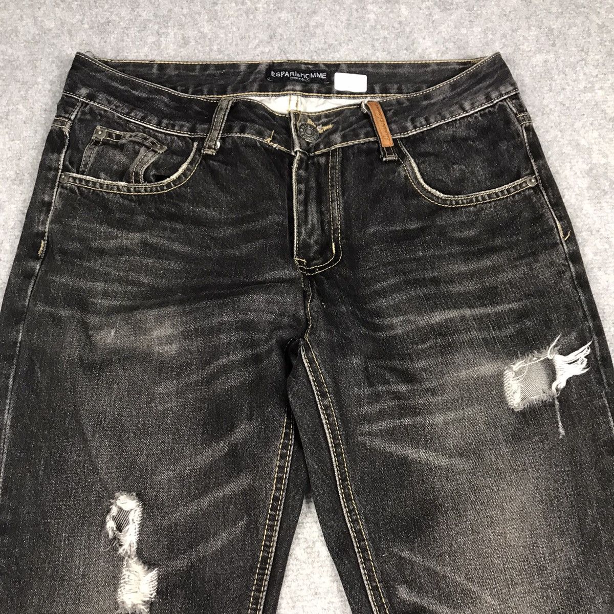 Japanese Brand FLARE DENIM ESPARI HOMME BLACK FADED DISTRESSED DENIM PANTS Size US 32 / EU 48 - 2 Thumbnail