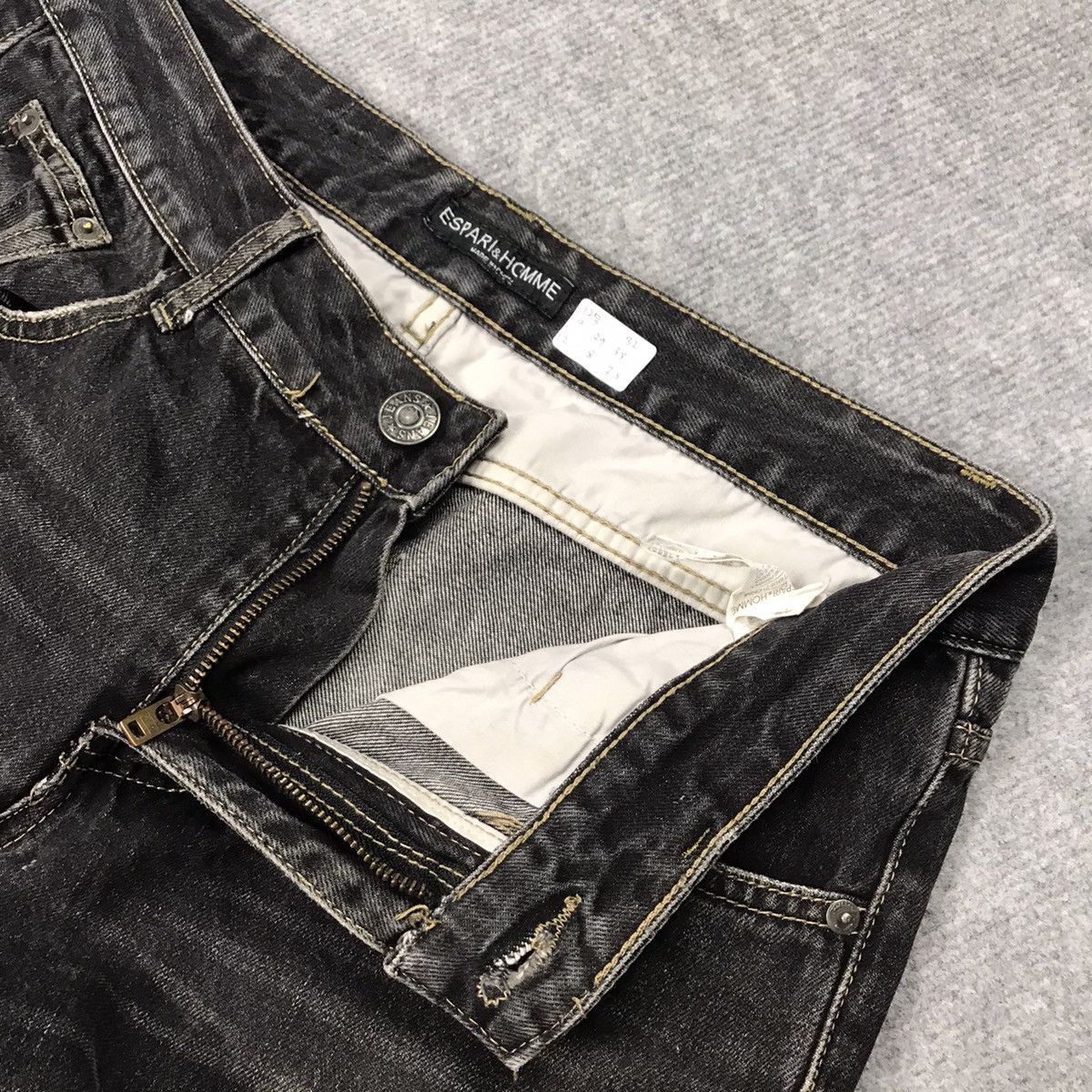 Japanese Brand FLARE DENIM ESPARI HOMME BLACK FADED DISTRESSED DENIM PANTS Size US 32 / EU 48 - 16 Thumbnail