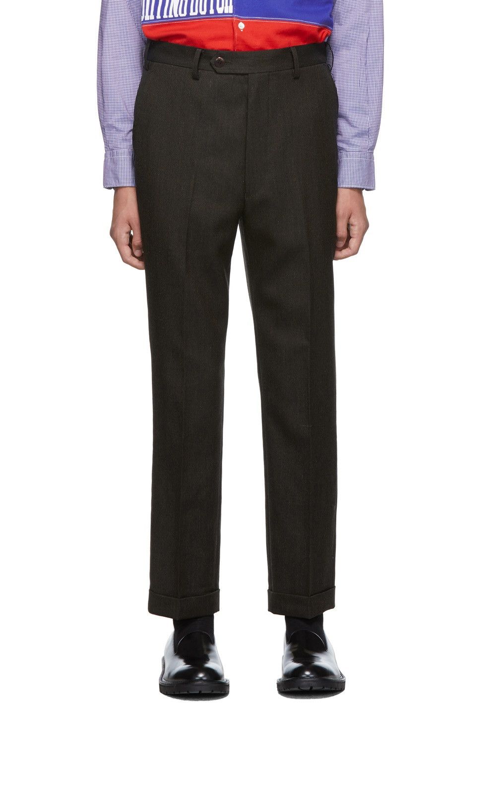 image of Junya Watanabe Junya Fw19 Tapered Trousers - Brown Hopsack Wool, Men's (Size 30)
