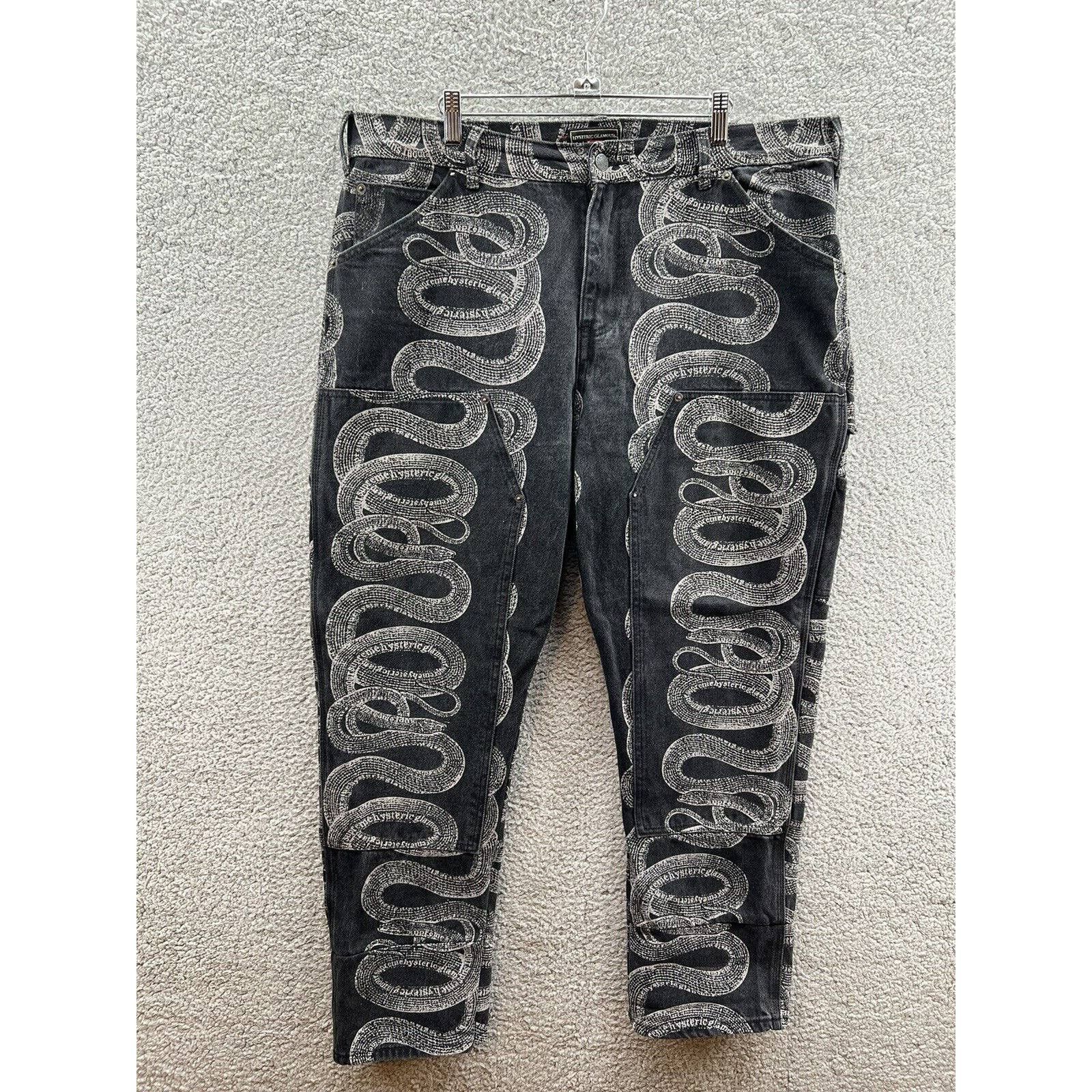 Supreme Supreme Hysteric Glamour Black Double Knee Snake Denim