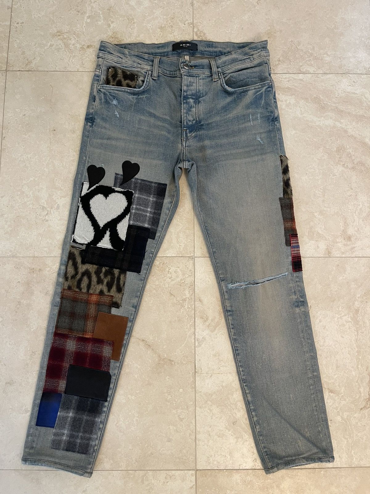 Amiri Amiri Heart Patch Jeans | Grailed