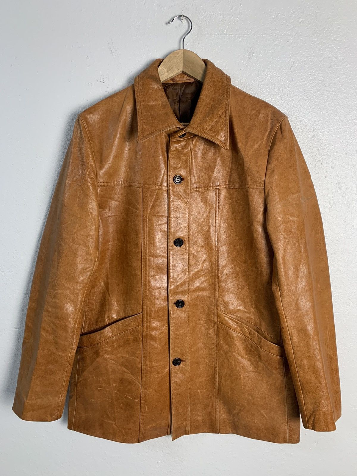 Japanese Brand Jun Men Leather Jacket Size US M / EU 48-50 / 2 - 1 Thumbnail