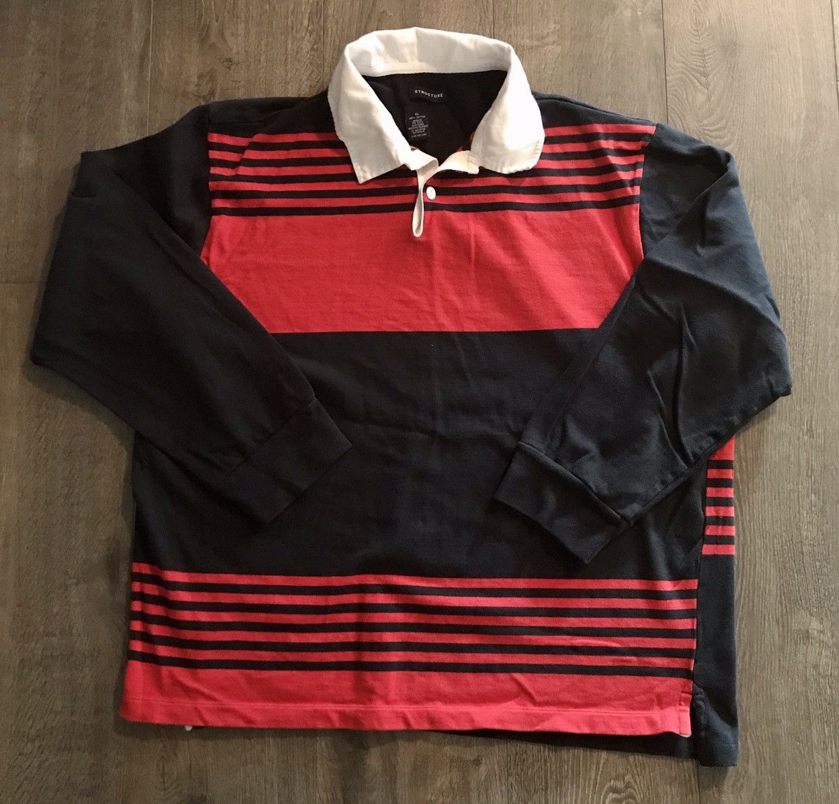 Structure × Vintage Vintage Structure Long Sleeve Polo Shirt-Rugby Size US XL / EU 56 / 4 - 1 Thumbnail