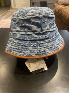 COACH Jacquard LIGHT INDIGO Denim Monogram Bucket Hat SOLD OUT HEAT {C9197}