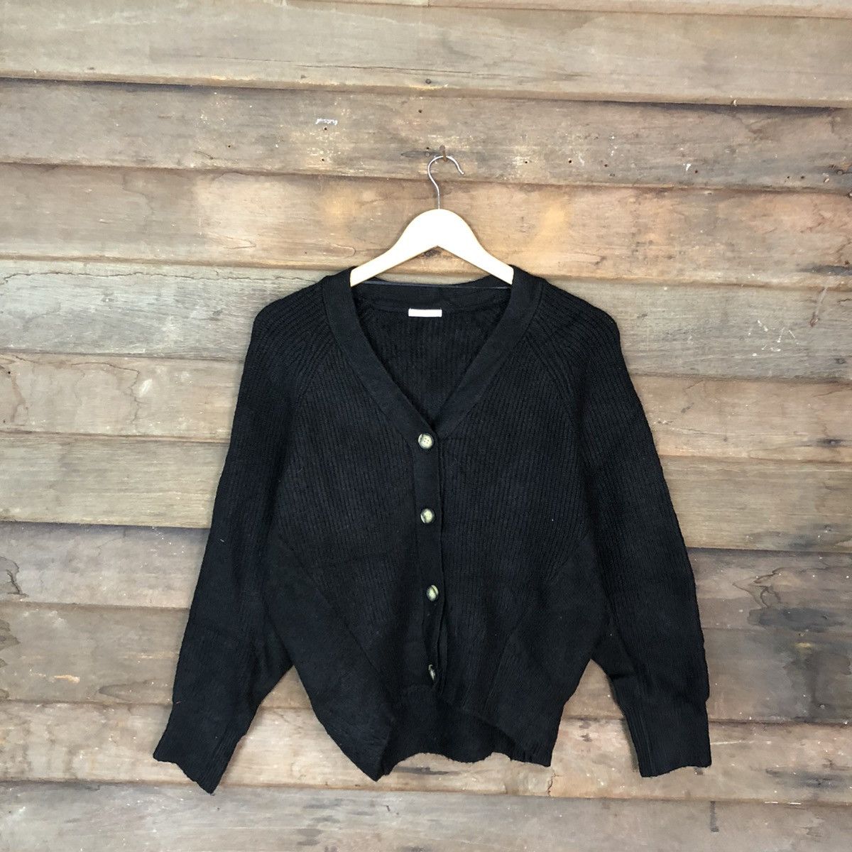 Japanese Brand Vintage GU Cardigan Plain black (knit fabric) Size US M / EU 48-50 / 2 - 3 Thumbnail