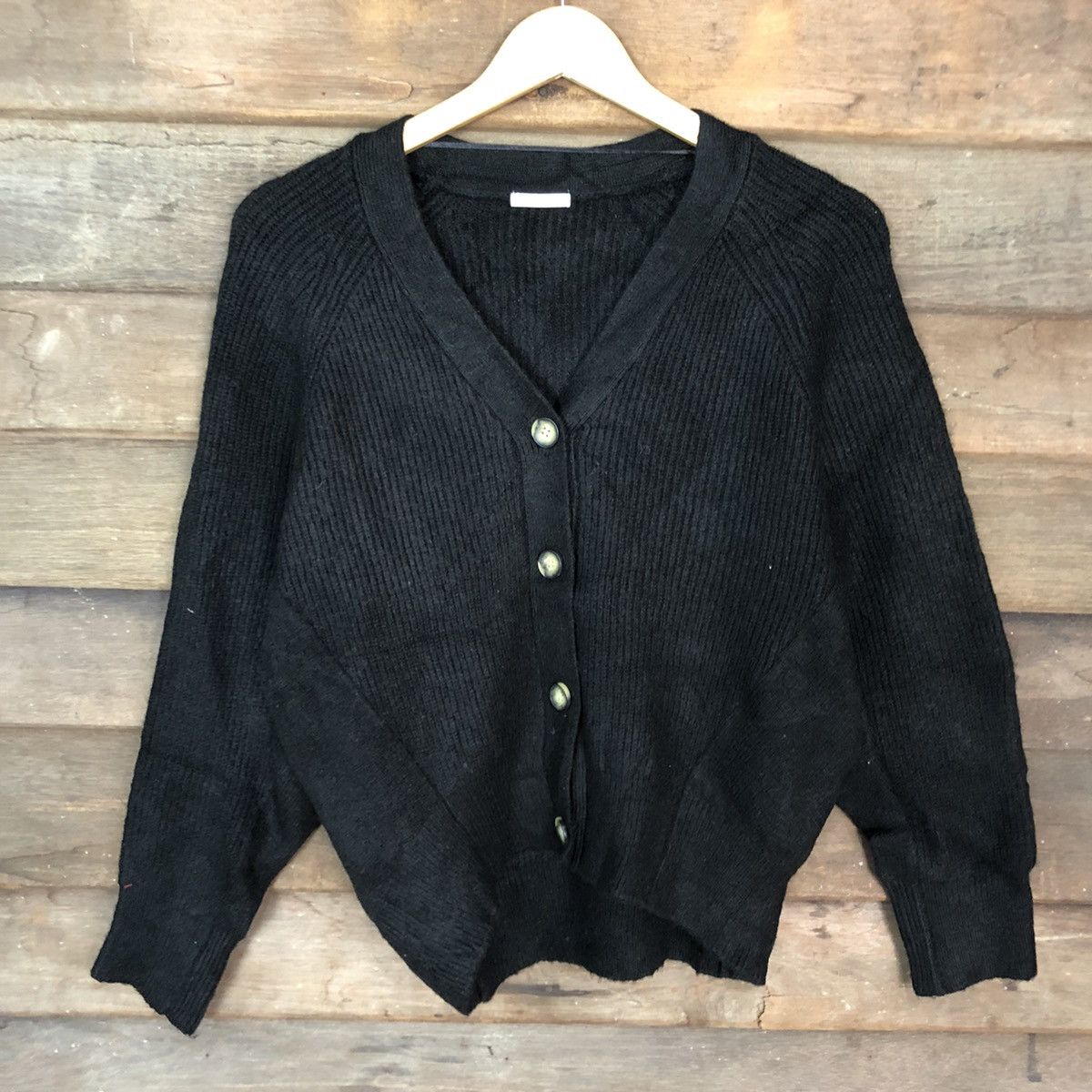 Japanese Brand Vintage GU Cardigan Plain black (knit fabric) Size US M / EU 48-50 / 2 - 8 Thumbnail