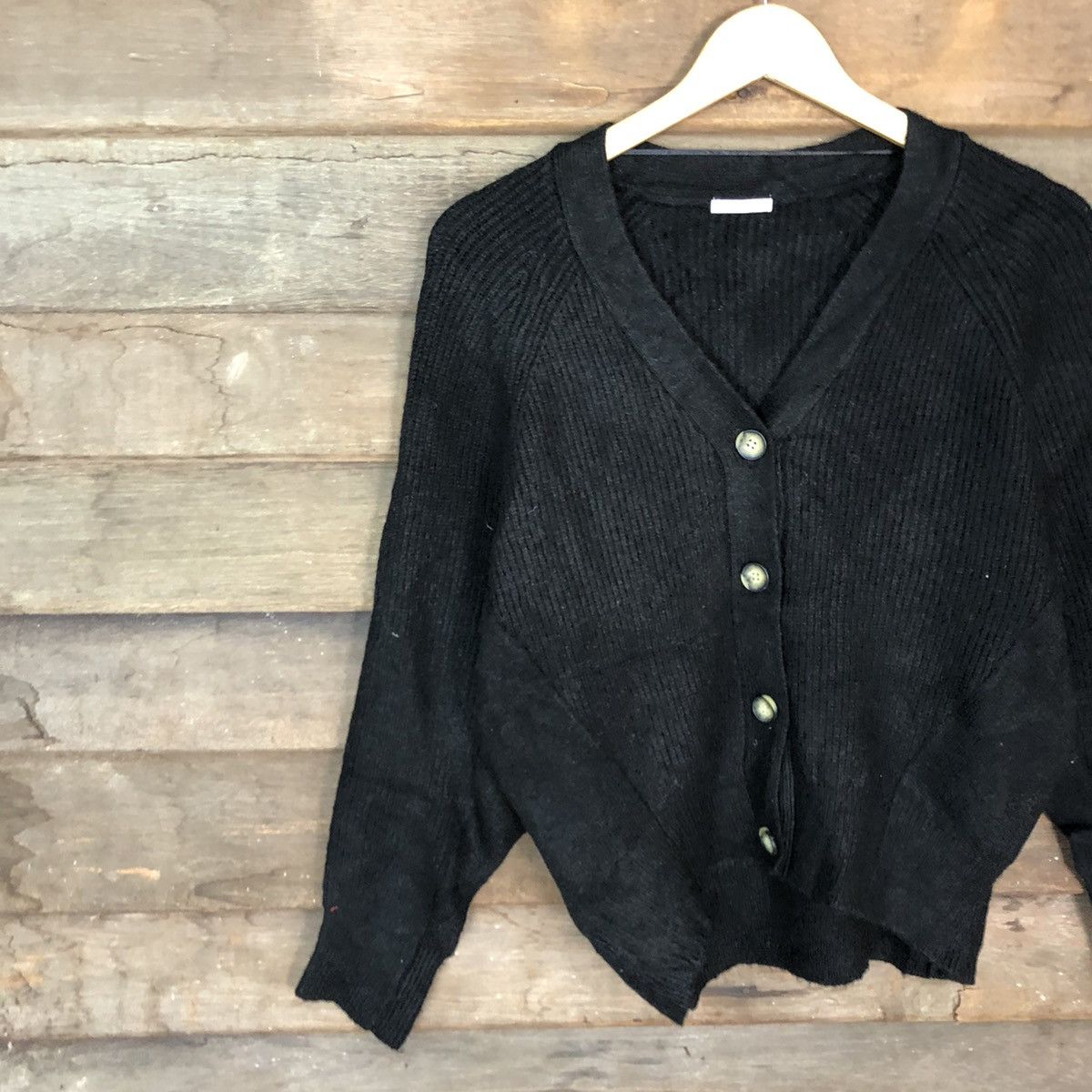 Japanese Brand Vintage GU Cardigan Plain black (knit fabric) Size US M / EU 48-50 / 2 - 7 Thumbnail