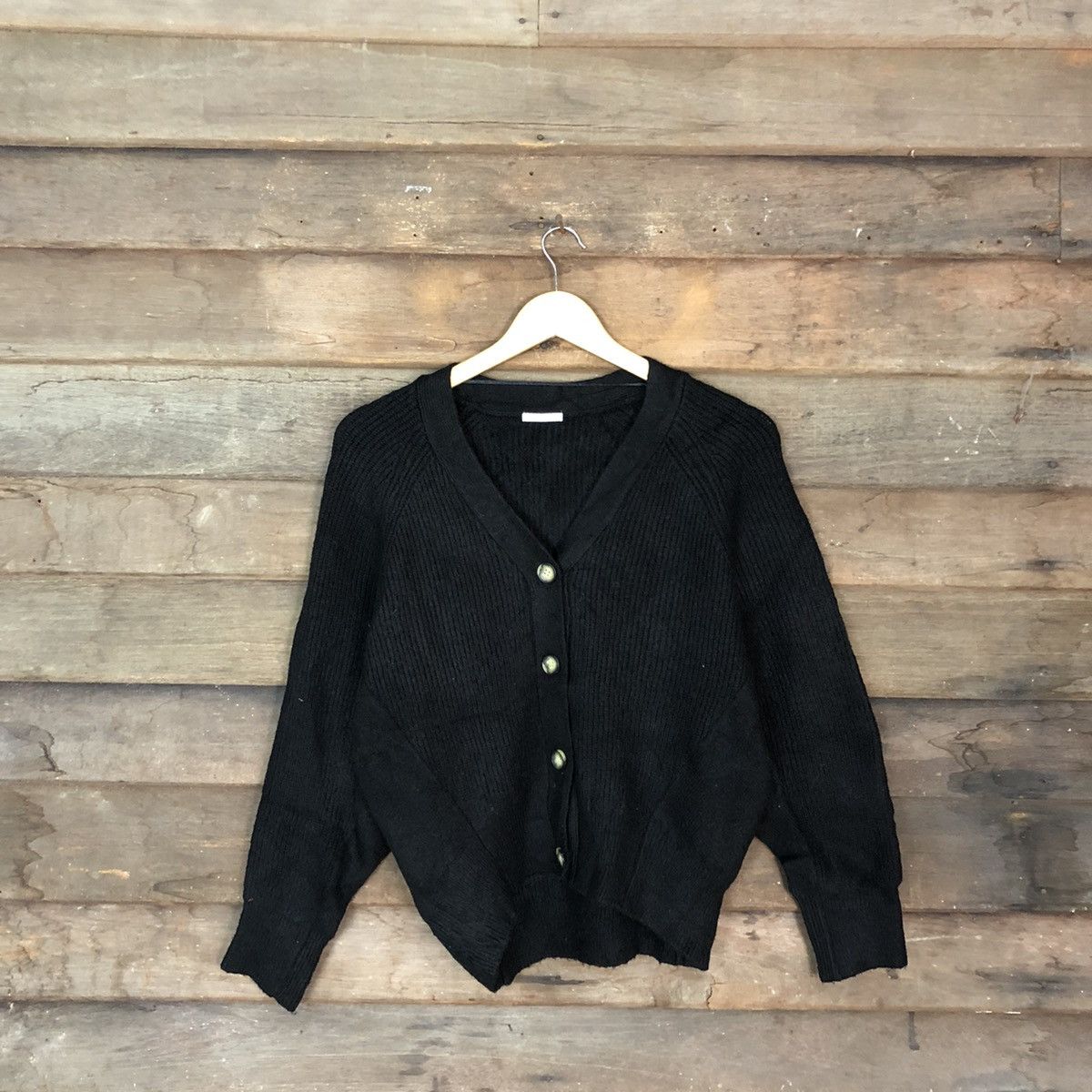 Japanese Brand Vintage GU Cardigan Plain black (knit fabric) Size US M / EU 48-50 / 2 - 1 Thumbnail