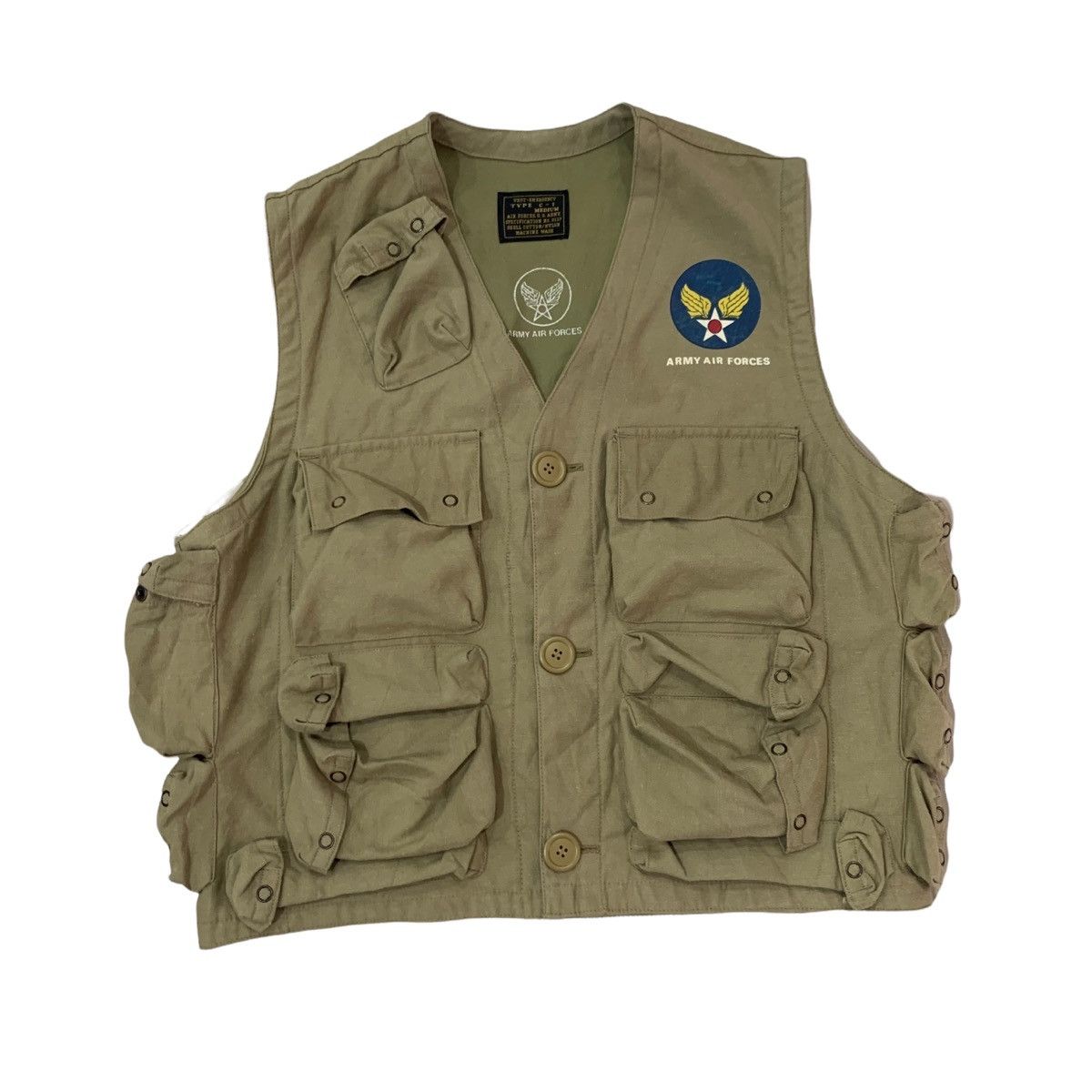 image of Military x US Air Force Army Air Force Type C-1 Vest Emergency in Green, Men's (Size Medium)