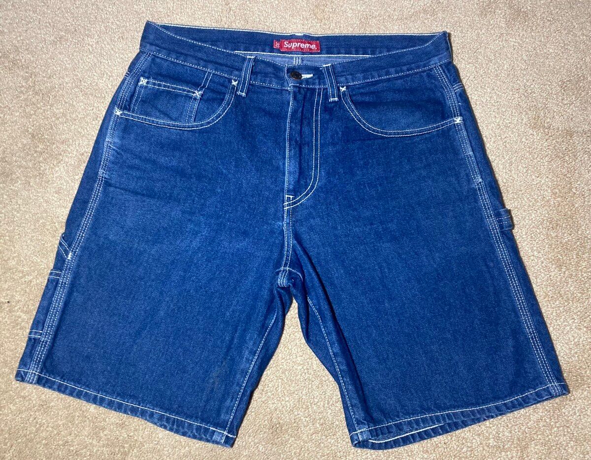 Pre-owned Supreme Denim Gonz Constrast Stitch Shorts Painter In Blue