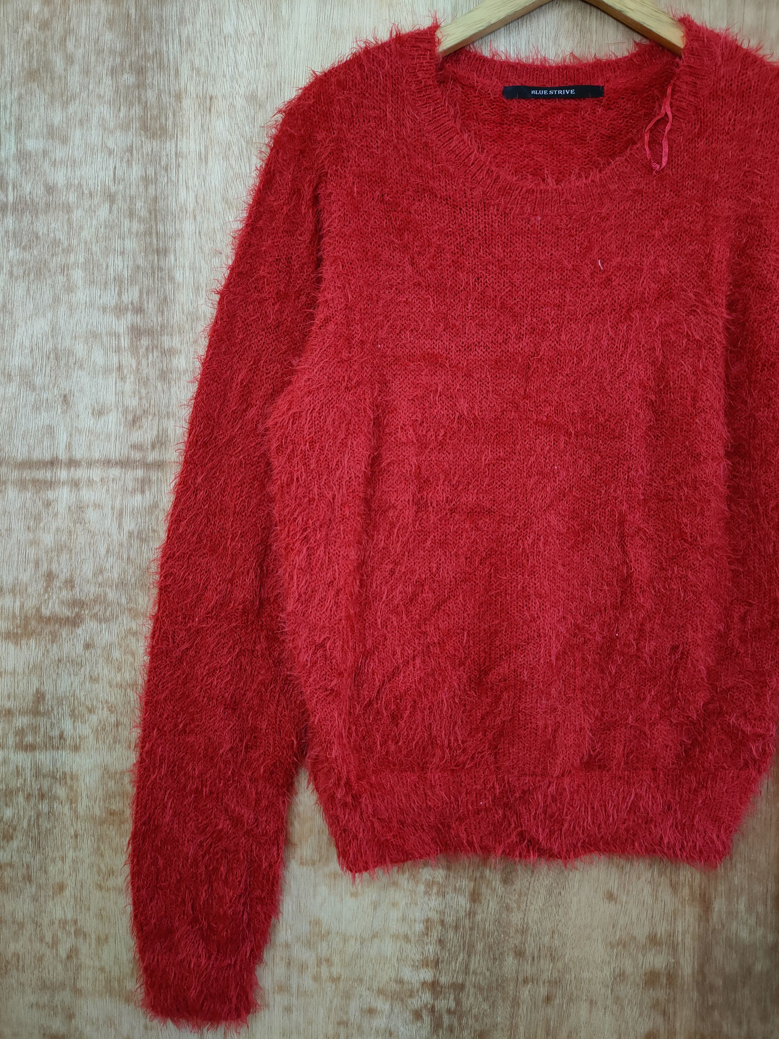 Homespun Knitwear DL Blue Strive mohair fur red knitwear shag shaggy #46-439 Size M / US 6-8 / IT 42-44 - 2 Thumbnail