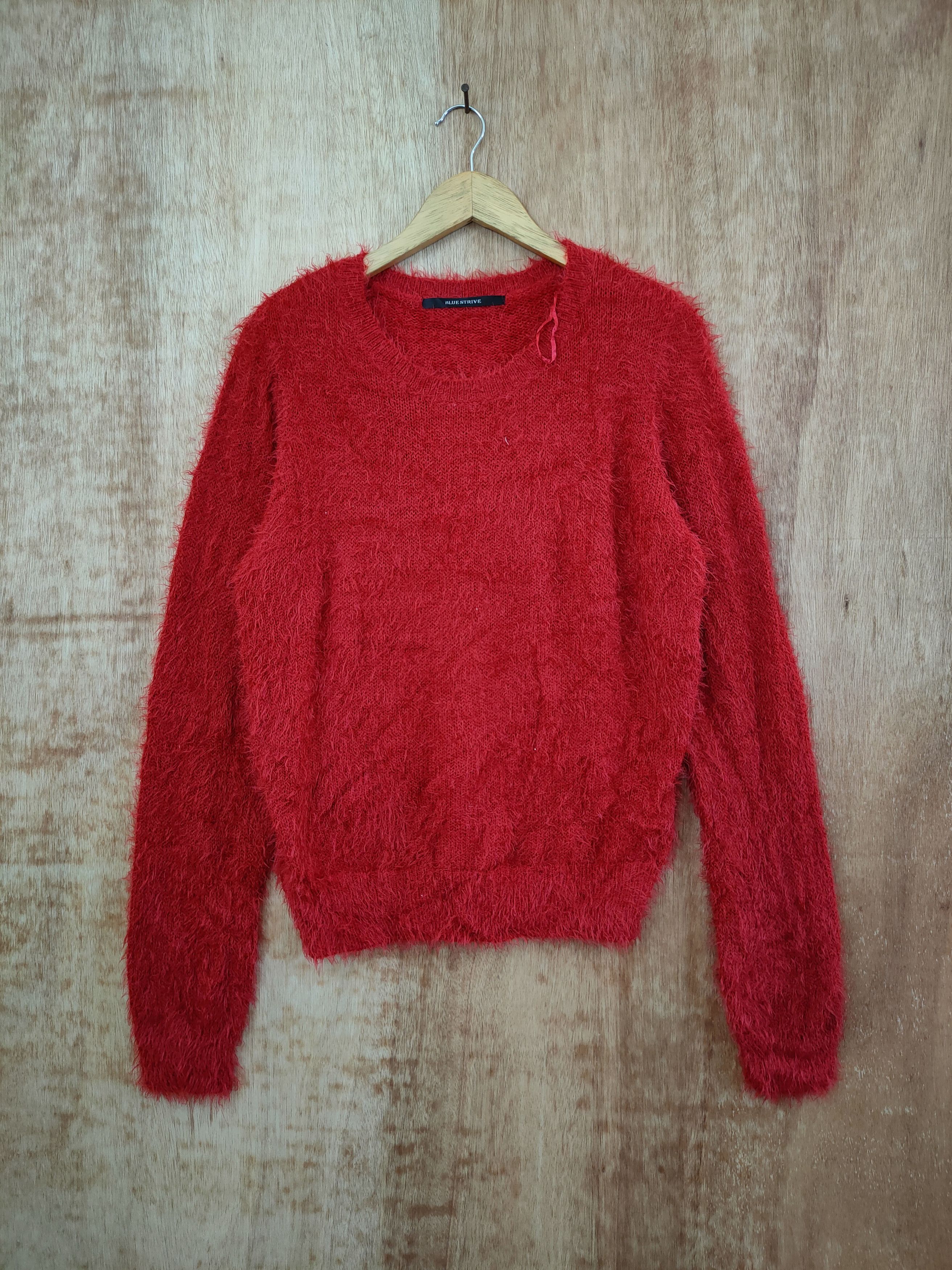 image of Coloured Cable Knit Sweater x Homespun Knitwear Dl Blue Strive Mohair Fur Red Knitwear Shag Shaggy 