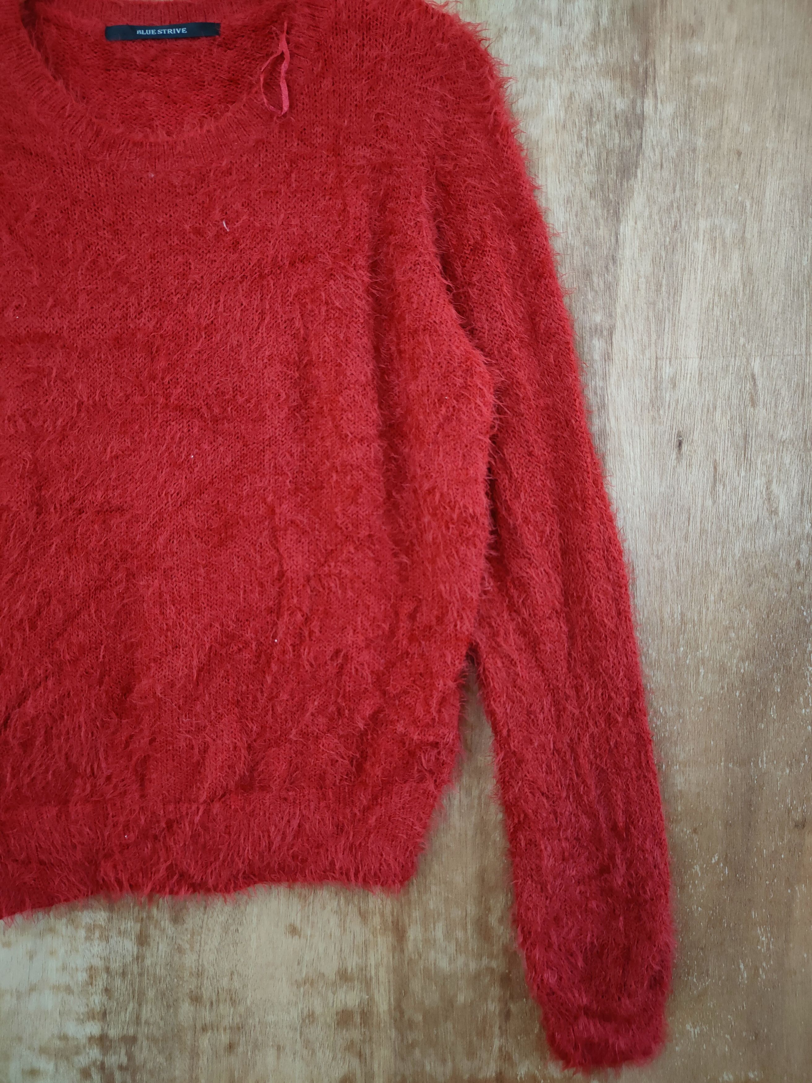 Homespun Knitwear DL Blue Strive mohair fur red knitwear shag shaggy #46-439 Size M / US 6-8 / IT 42-44 - 3 Thumbnail