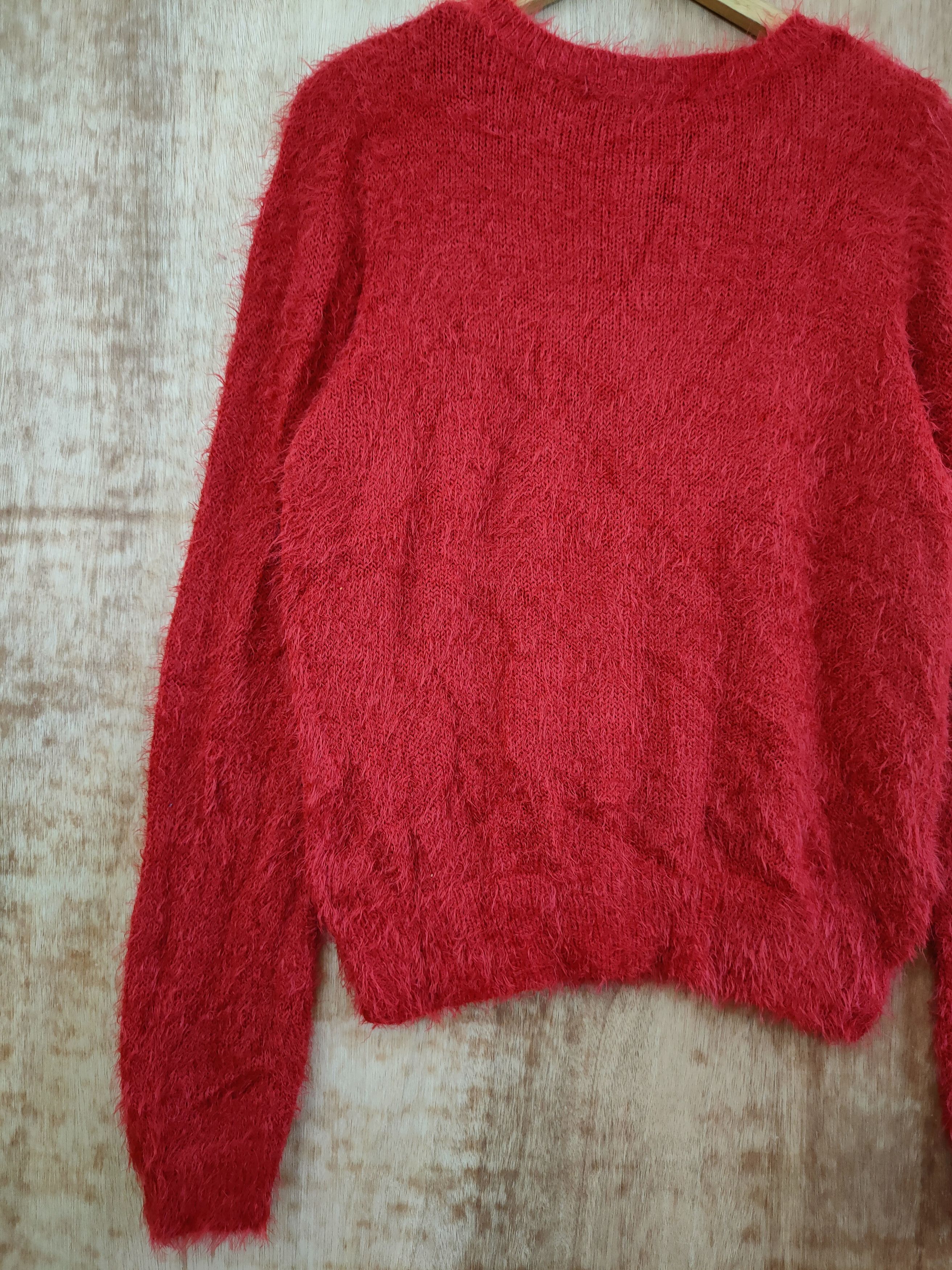 Homespun Knitwear DL Blue Strive mohair fur red knitwear shag shaggy #46-439 Size M / US 6-8 / IT 42-44 - 8 Thumbnail