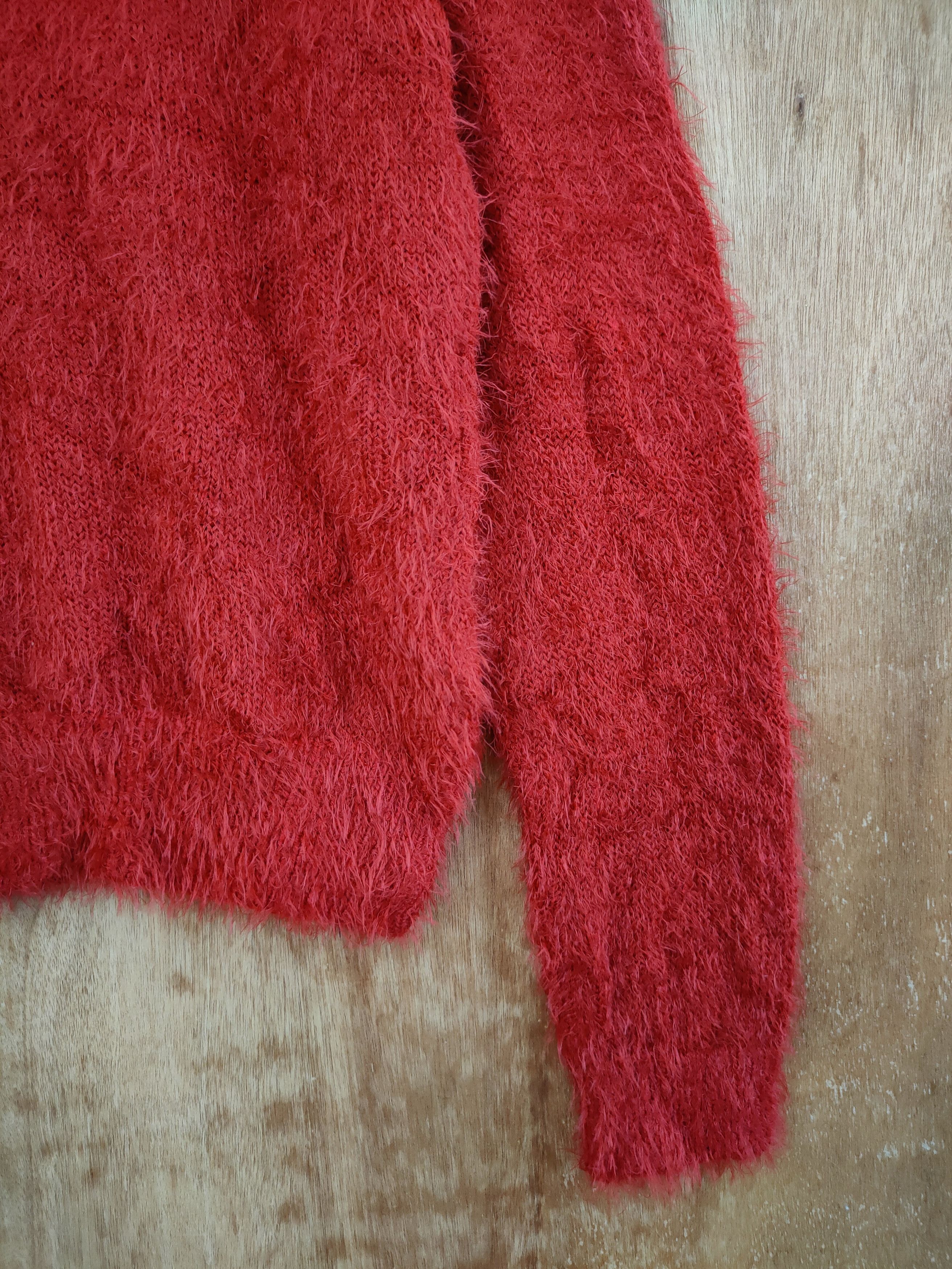 Homespun Knitwear DL Blue Strive mohair fur red knitwear shag shaggy #46-439 Size M / US 6-8 / IT 42-44 - 9 Thumbnail