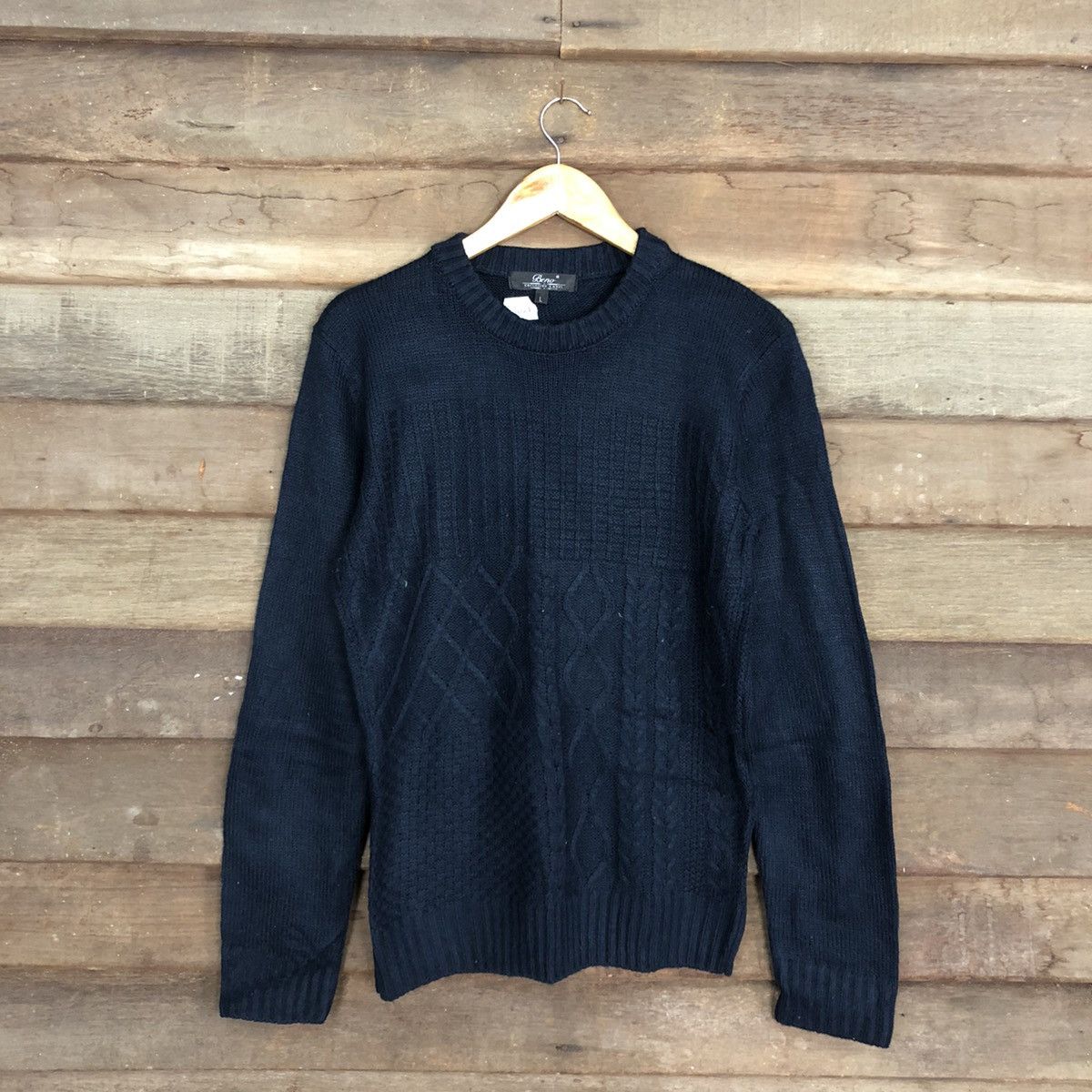 image of Homespun Knitwear Beno Dark Blue Knitwear Sweatshirt 102B, Men's (Size Medium)