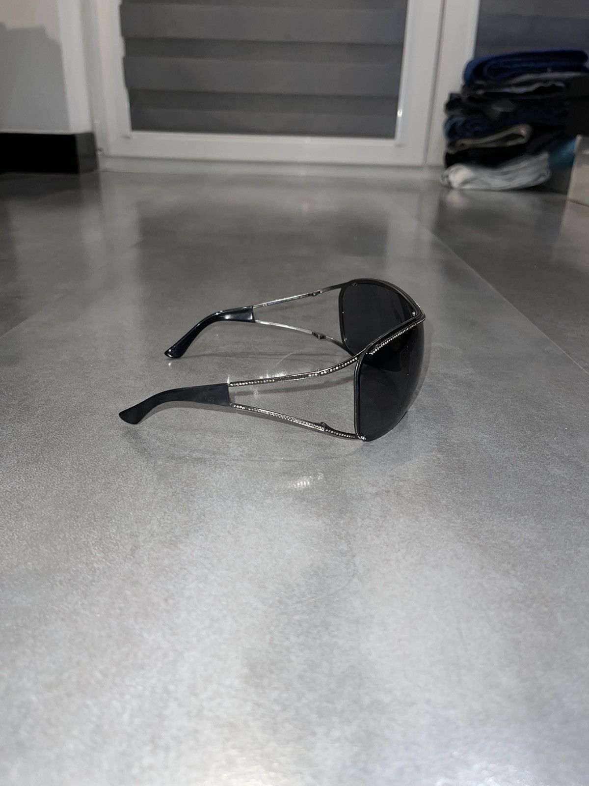 Valentino Valentino Crystal Shield Black Sunglasses Size ONE SIZE - 7 Thumbnail