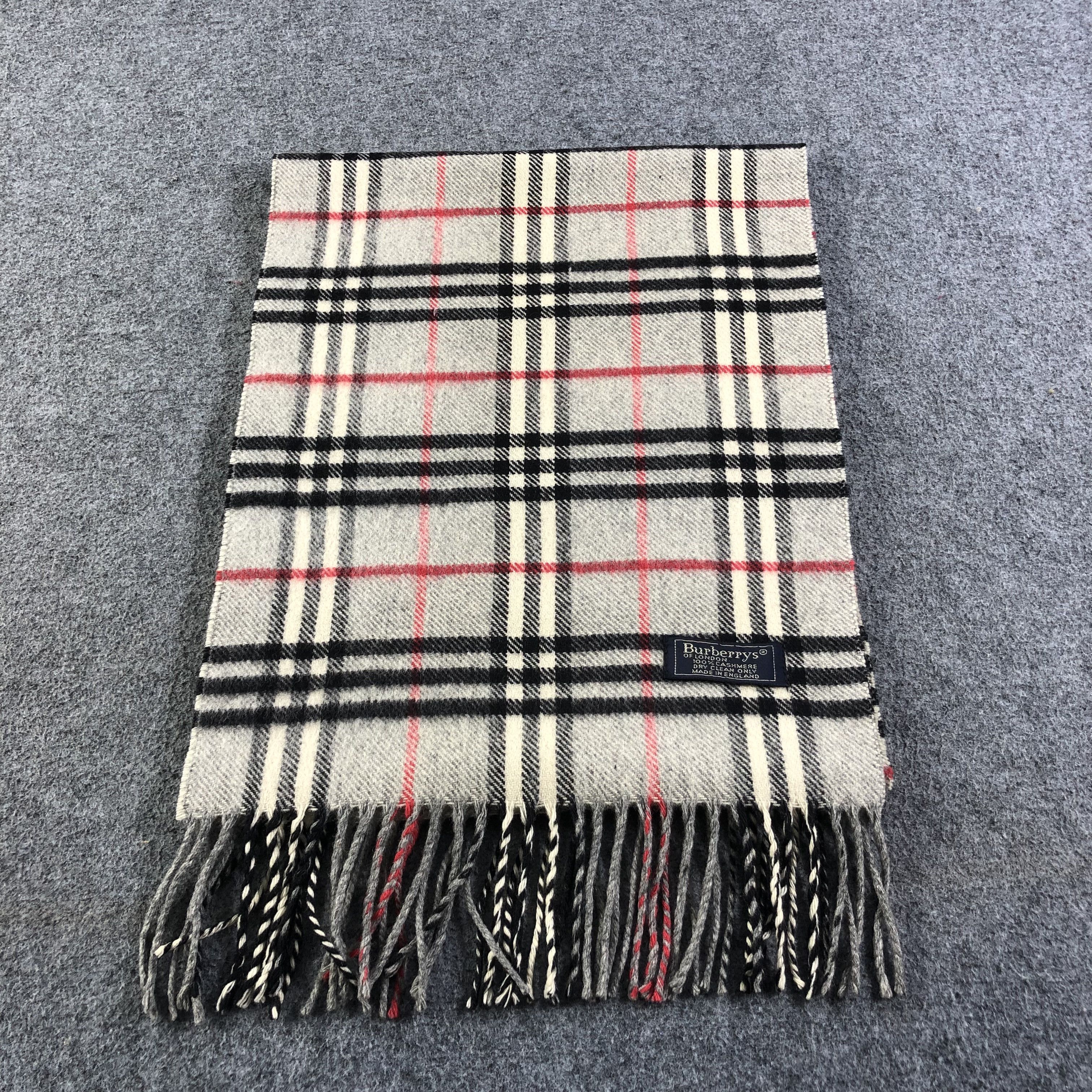 Burberry Burberrys Nova Check Grey Cashmere Scarf Muffler V1104 Size ONE SIZE - 3 Thumbnail