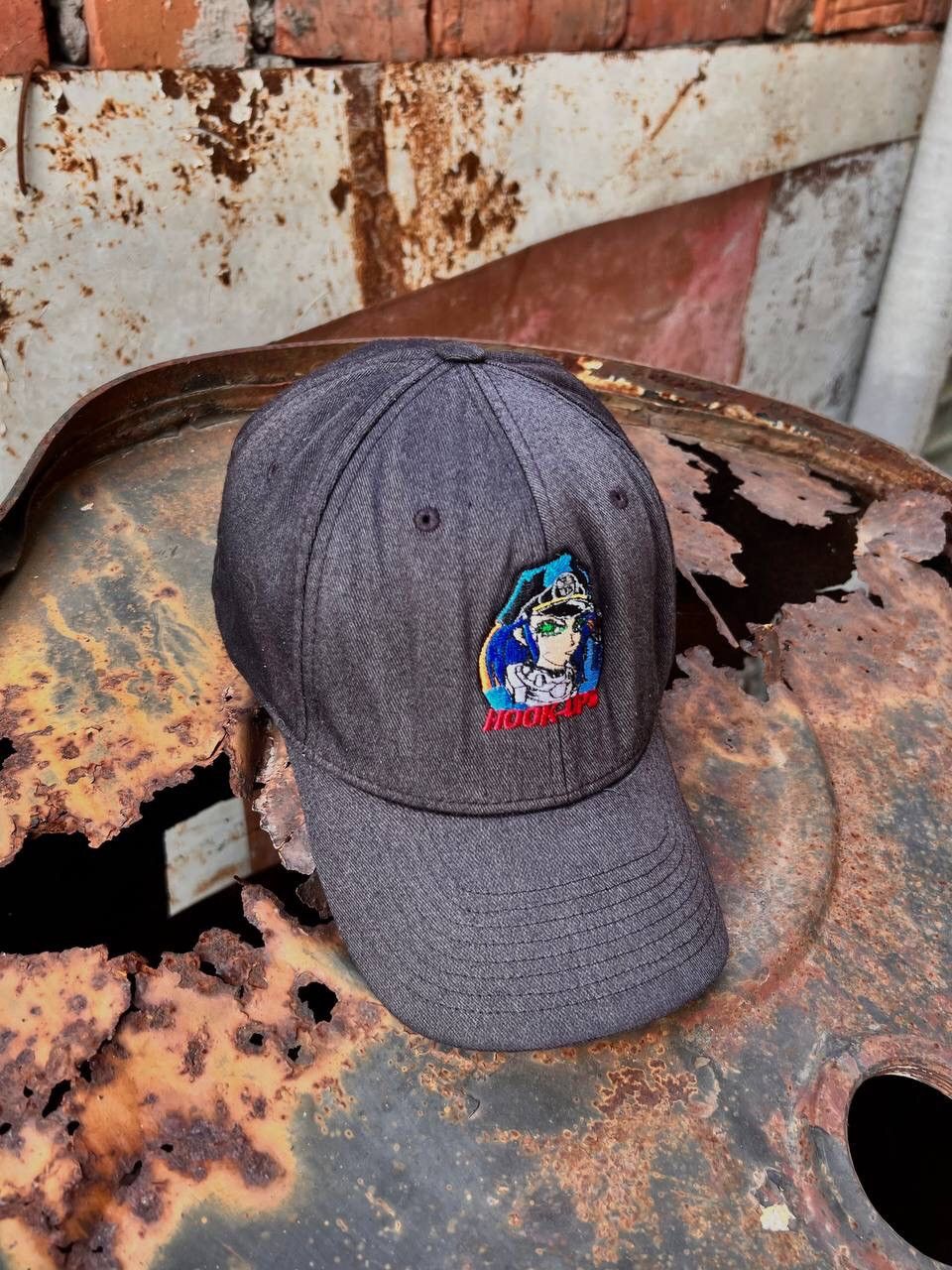 image of Hook Ups Vintage Hook-Ups Super Assassin Cap Sun Faded in Graphite, Men's