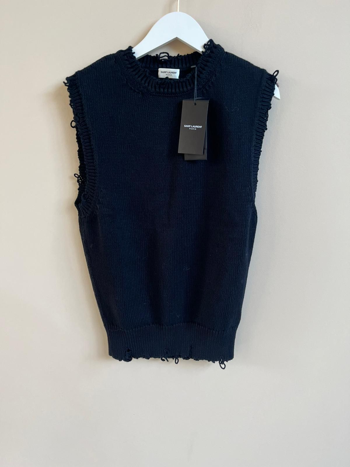 Pre-owned Saint Laurent Distressed Pullover Vest In Black