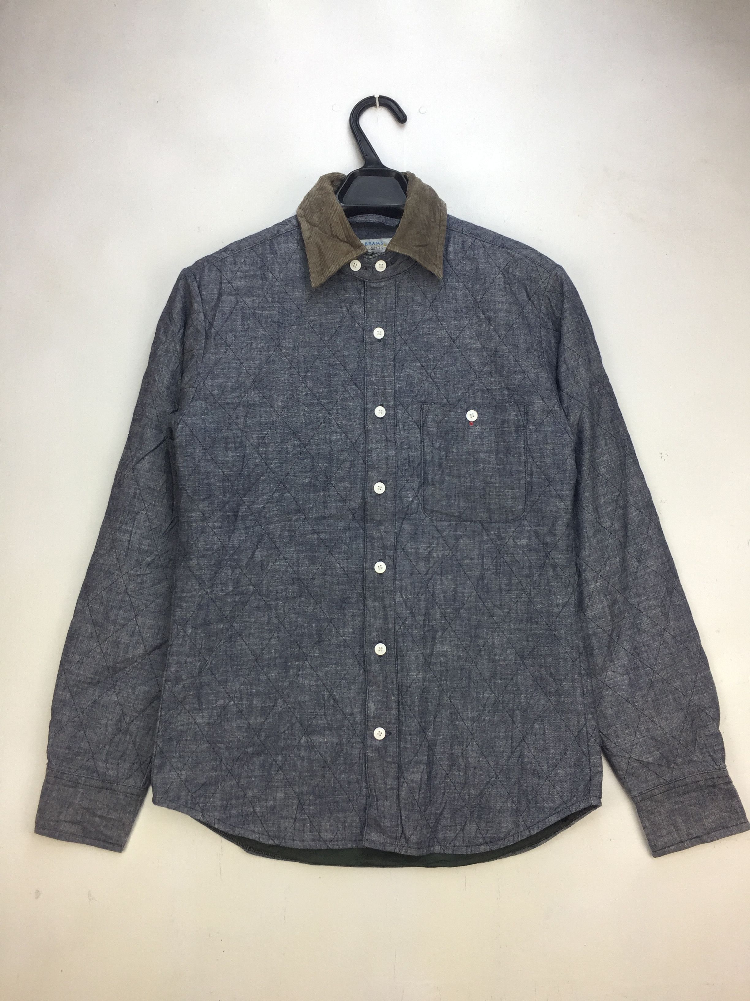 image of Beams Plus Beams Light Diamond Stitch Shirt in Grey, Men's (Size Small)