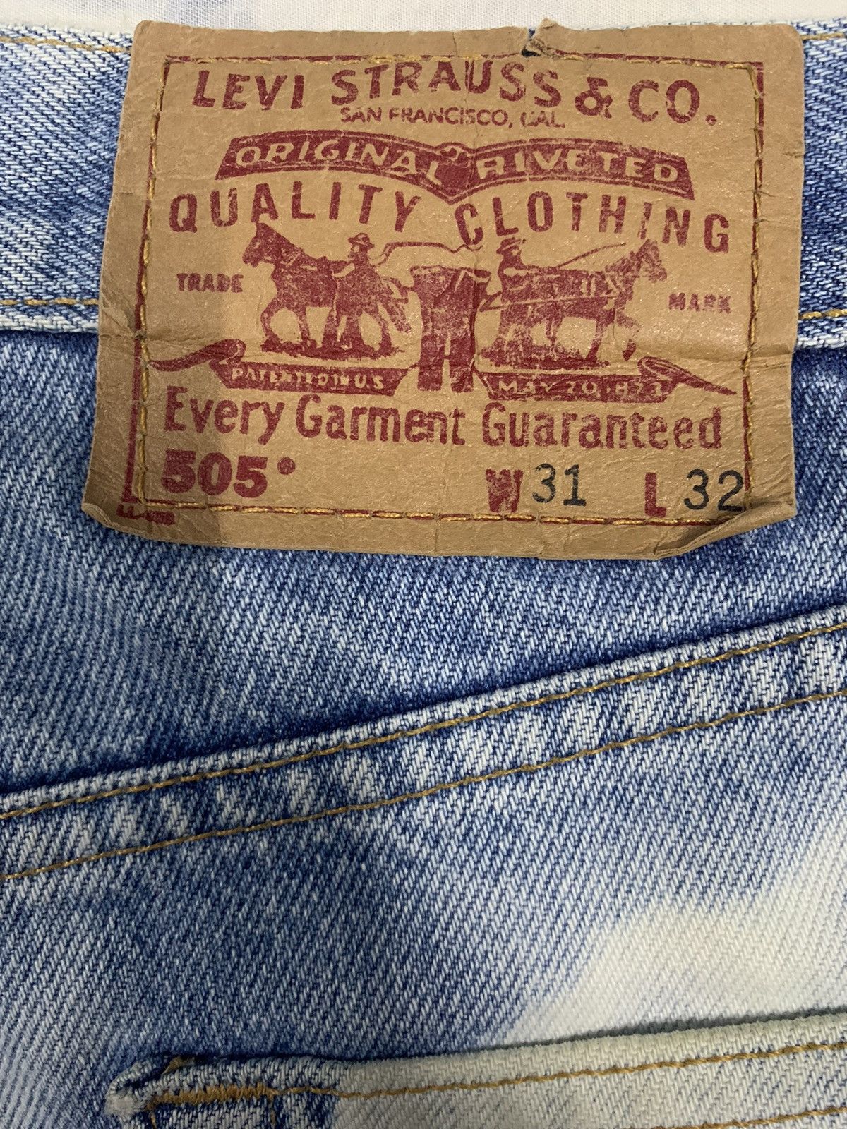 Levi's Sick Vintage Levis 505 Bleached Regular Fit Distressed Jeans Size US 32 / EU 48 - 19 Thumbnail