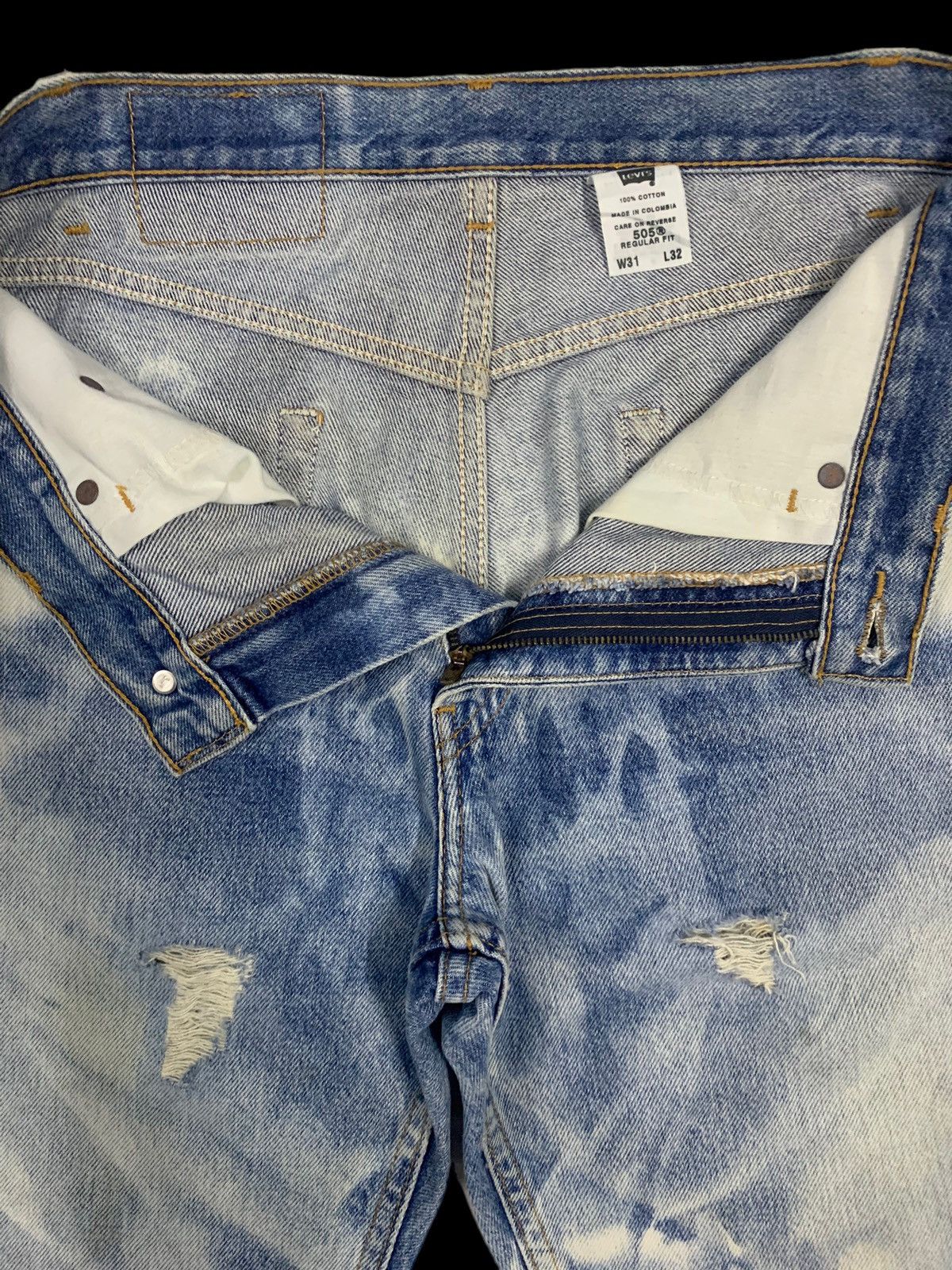 Levi's Sick Vintage Levis 505 Bleached Regular Fit Distressed Jeans Size US 32 / EU 48 - 5 Thumbnail