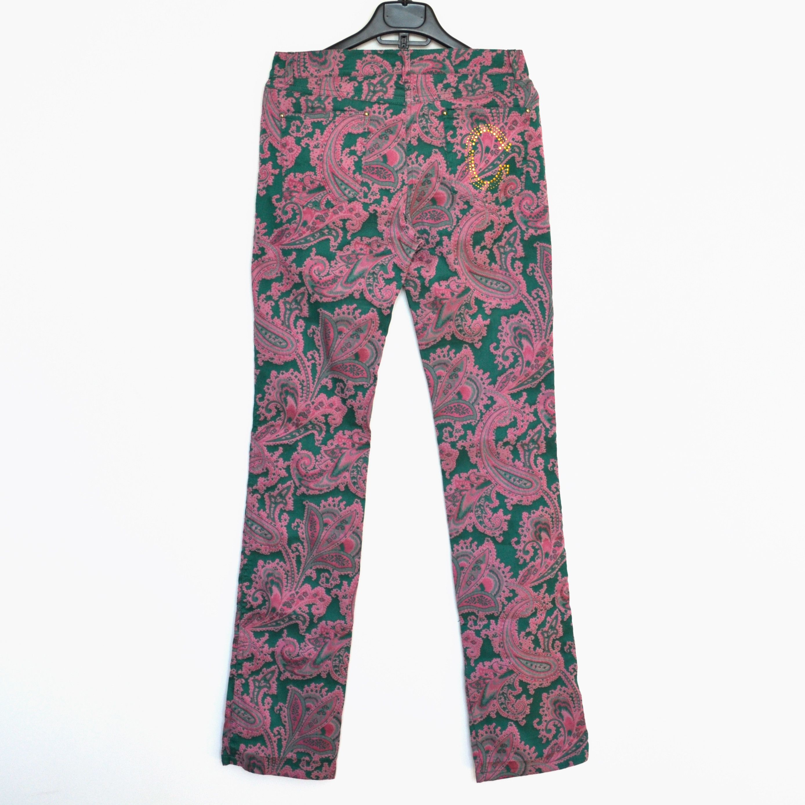 Cavalli Class 🔴 Roberto Cavalli Pants Flower Pattern Print Floral Pink Size 27" / US 4 / IT 40 - 1 Thumbnail