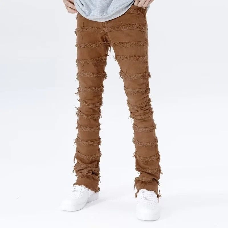 Brown Destruction Waxed Jeans