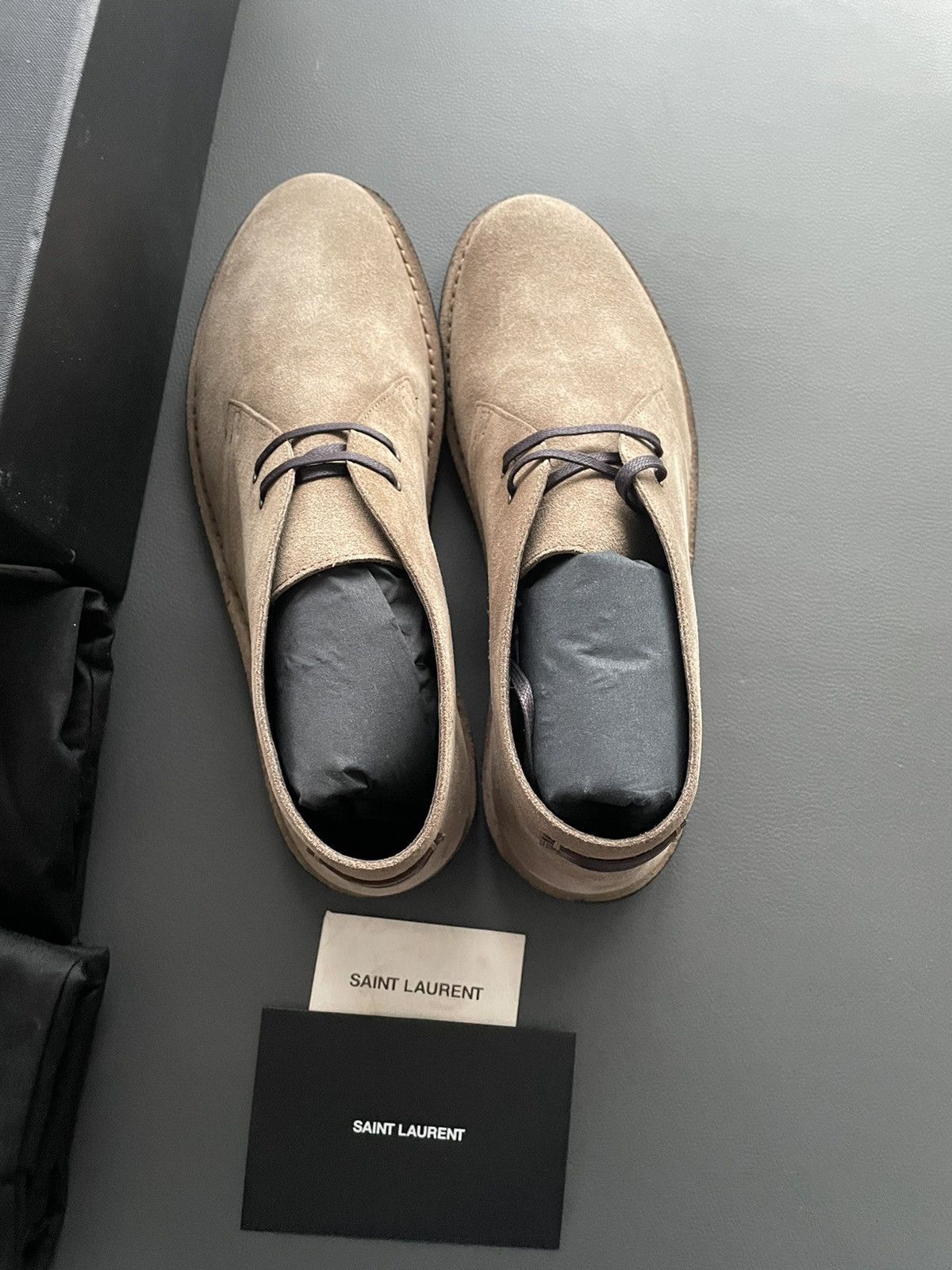 Hedi Slimane × Saint Laurent Paris × Yves Saint Laurent Iconic Brand New Classic Suede Leather Western Boots Shoes Size US 10.5 / EU 43-44 - 11 Thumbnail