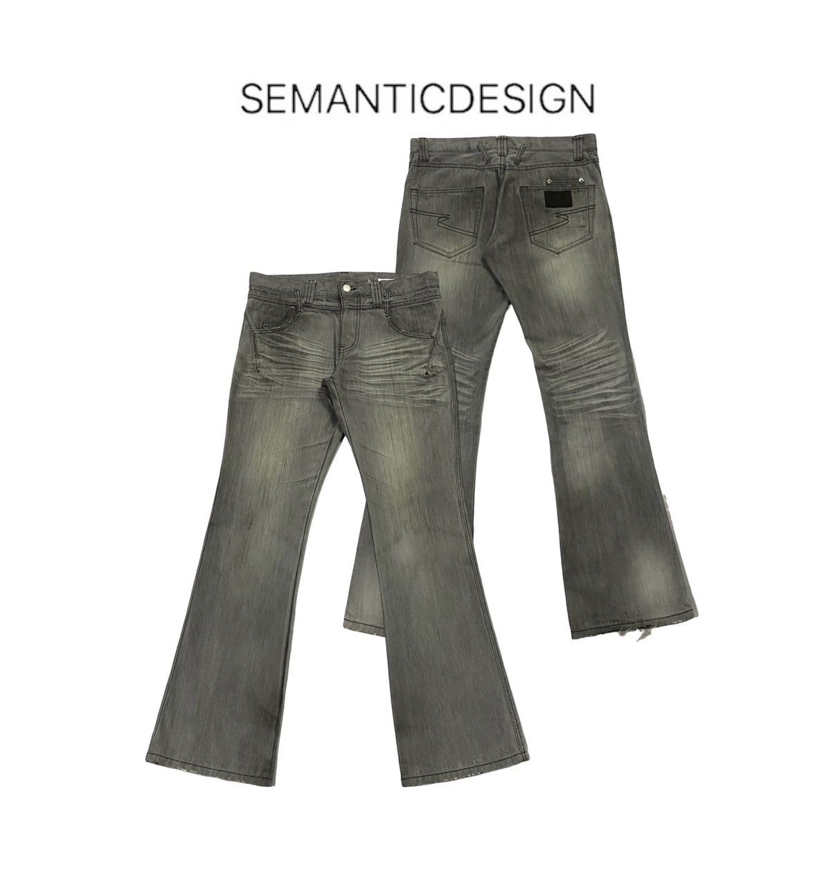 パンツ 00s semanticdesign flare damage denim L Semantic Design 00s Flared Denim – firstfinal