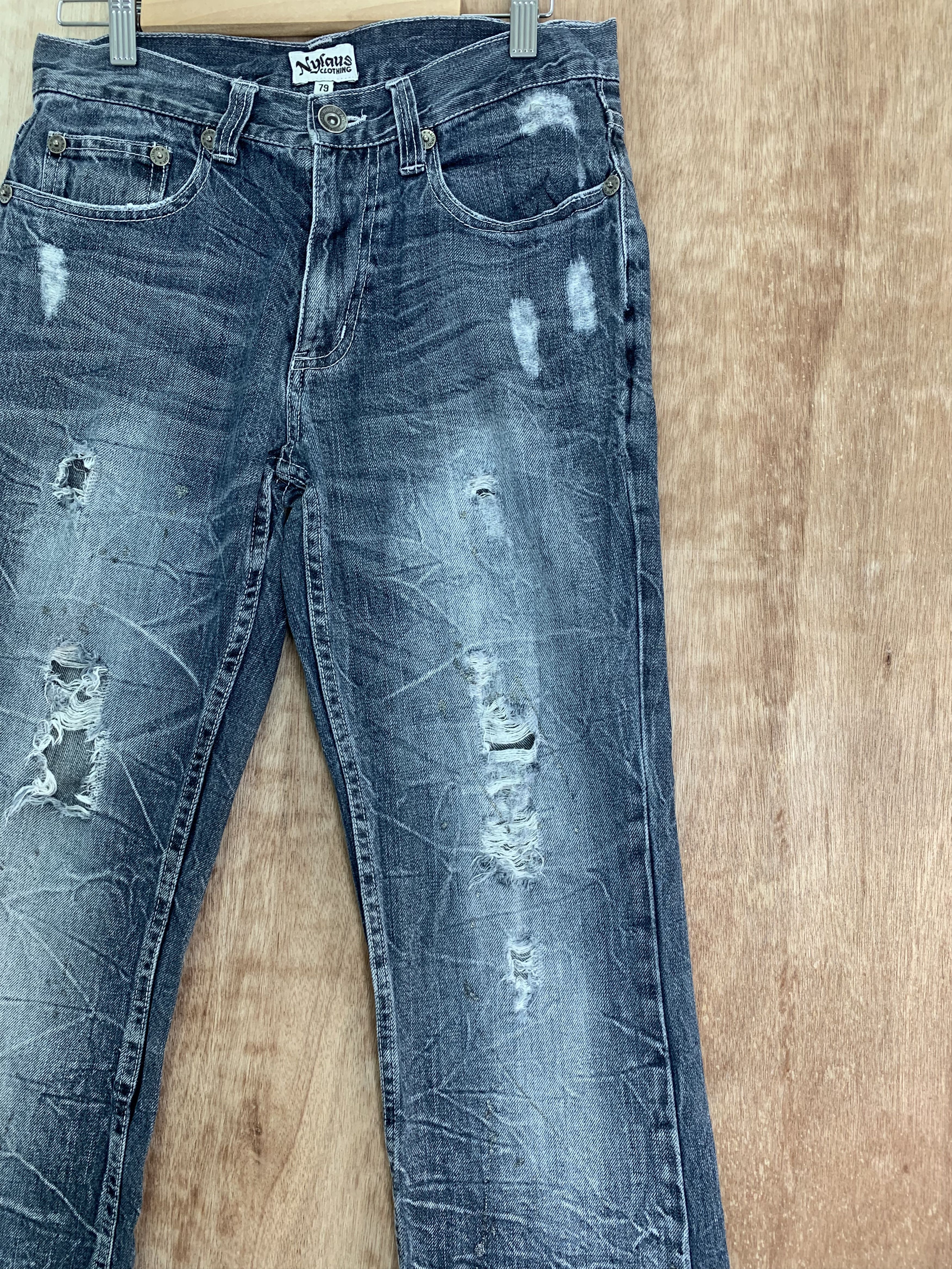 Japanese Brand Denim nylaus Vintage Distressed Denim Pants Streetwear Size US 28 / EU 44 - 6 Thumbnail