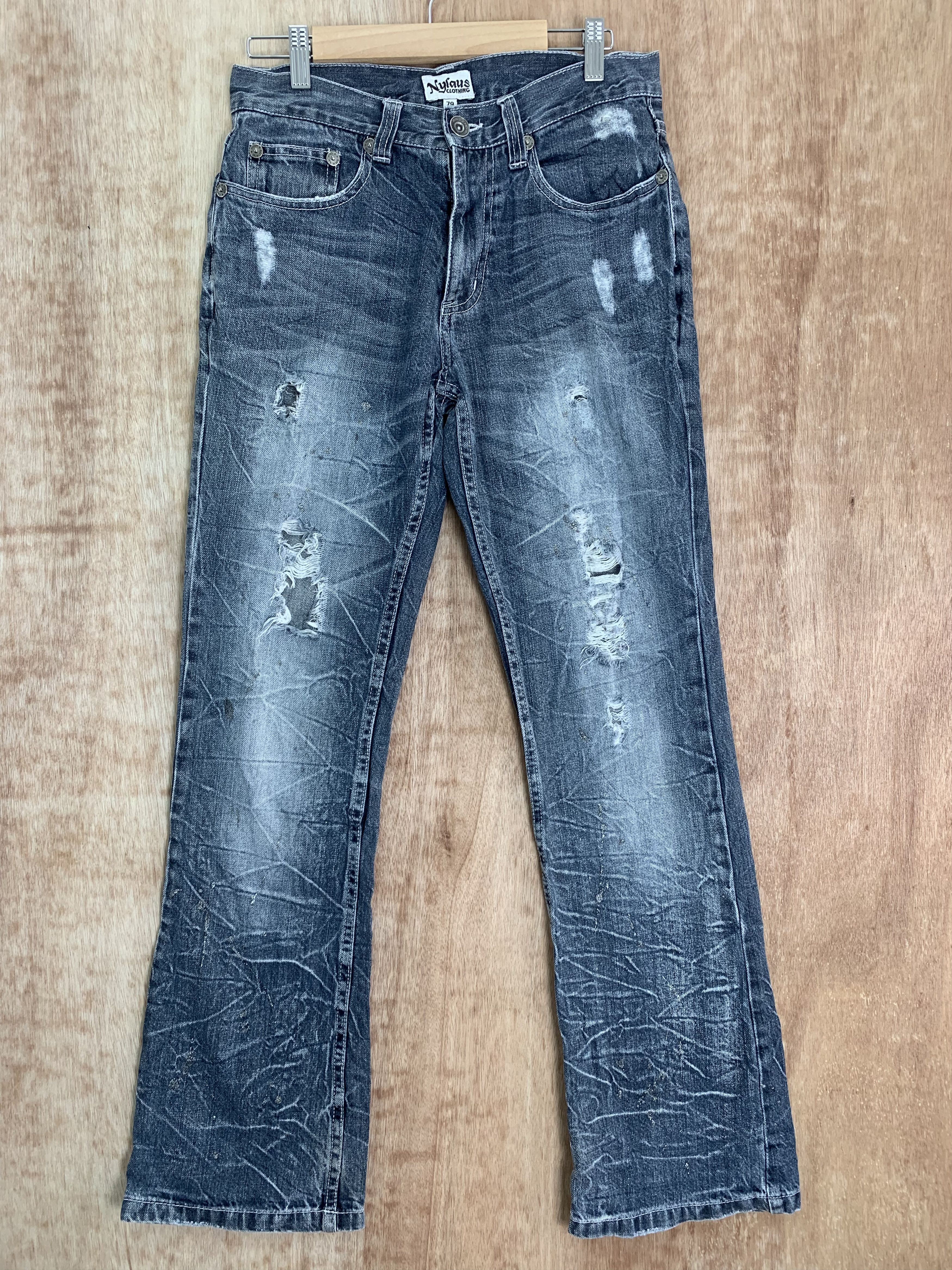 Japanese Brand Denim nylaus Vintage Distressed Denim Pants Streetwear Size US 28 / EU 44 - 1 Thumbnail