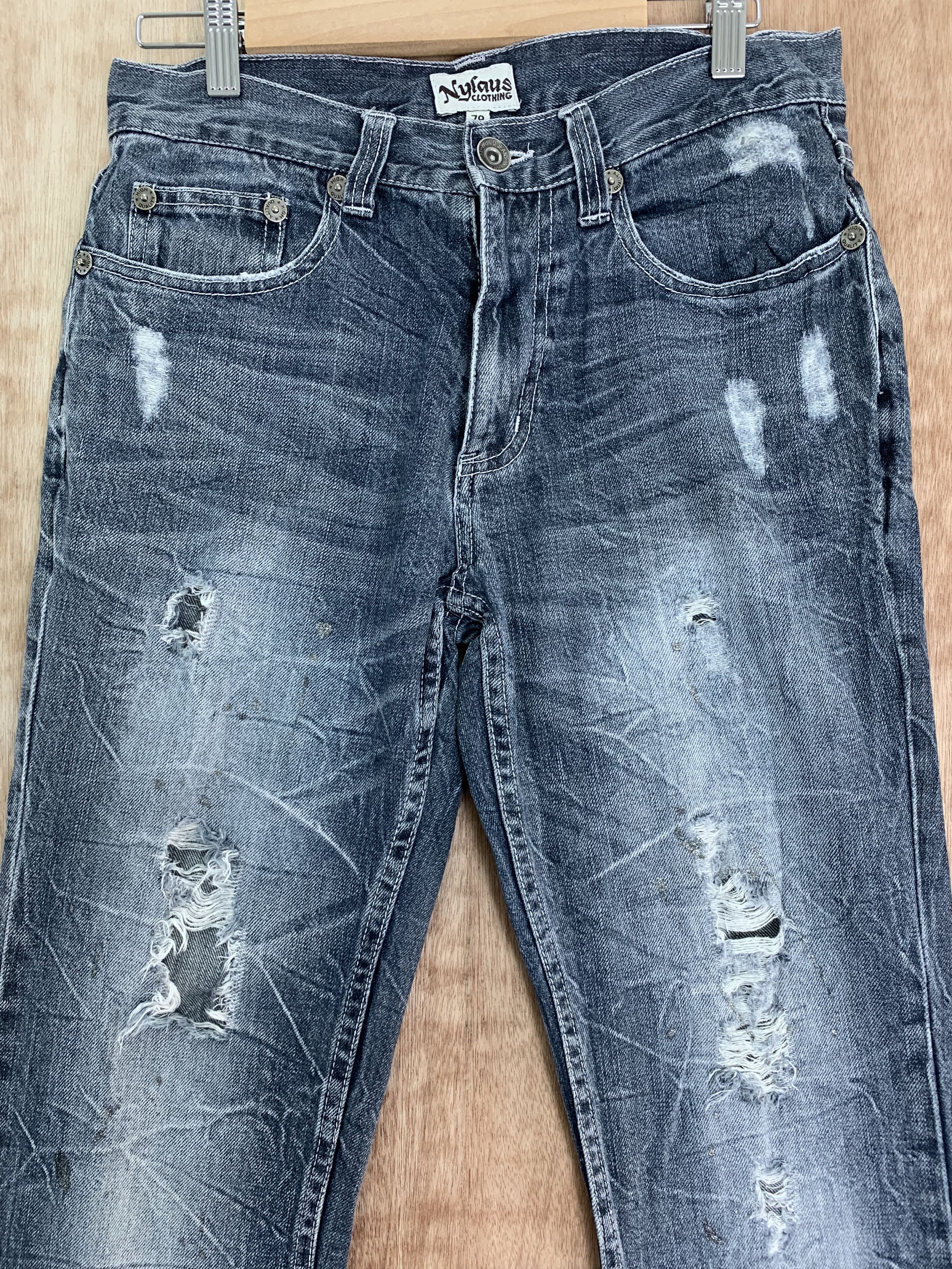 Japanese Brand Denim nylaus Vintage Distressed Denim Pants Streetwear Size US 28 / EU 44 - 2 Thumbnail