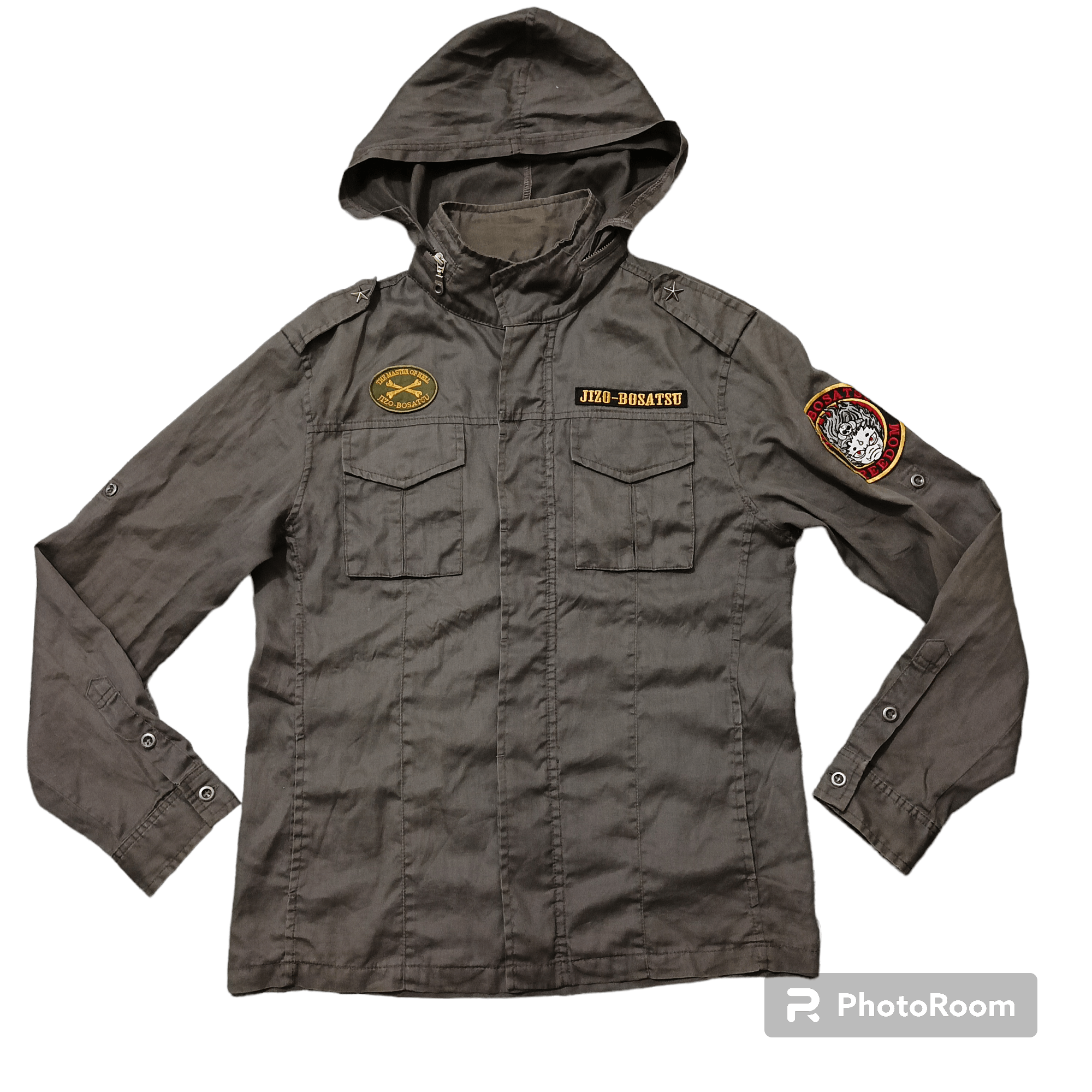 Distressed Jacket Jizo Bosatsu Hoodie army military style