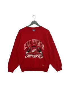 Vintage Y2k Detroit Red Wings NHL Hoodie Big Logo Embroidered