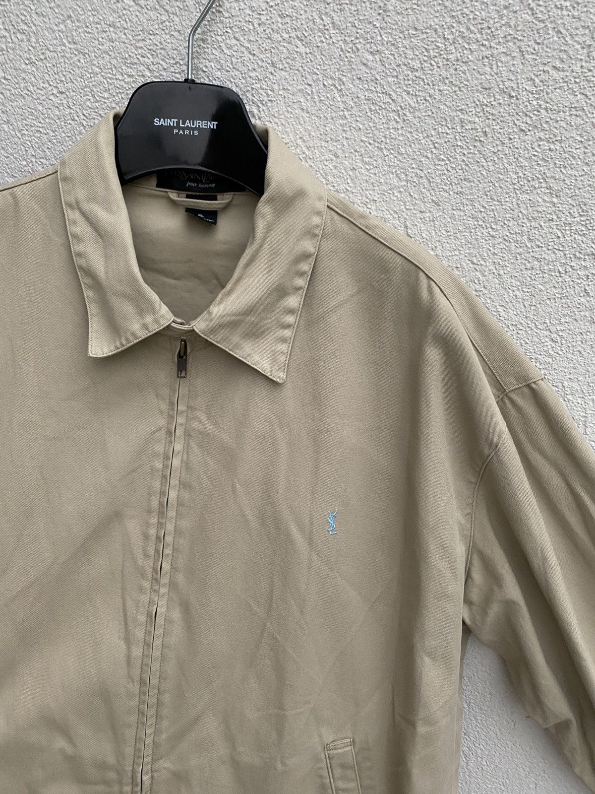 image of Vintage x YVES Saint Laurent 90's YSL Jacket Cotton Beige YSL Bomber, Men's (Size XL)