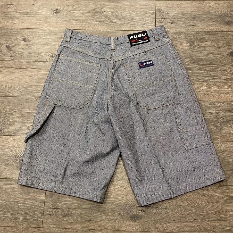 90s Fubu USA Silver Baggy Jean Shorts Size 34